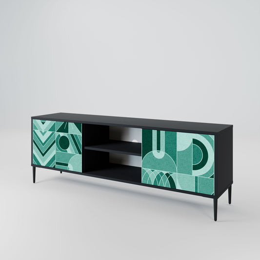 HARMONIC GRID 2-Door TV Stand in Black Finish