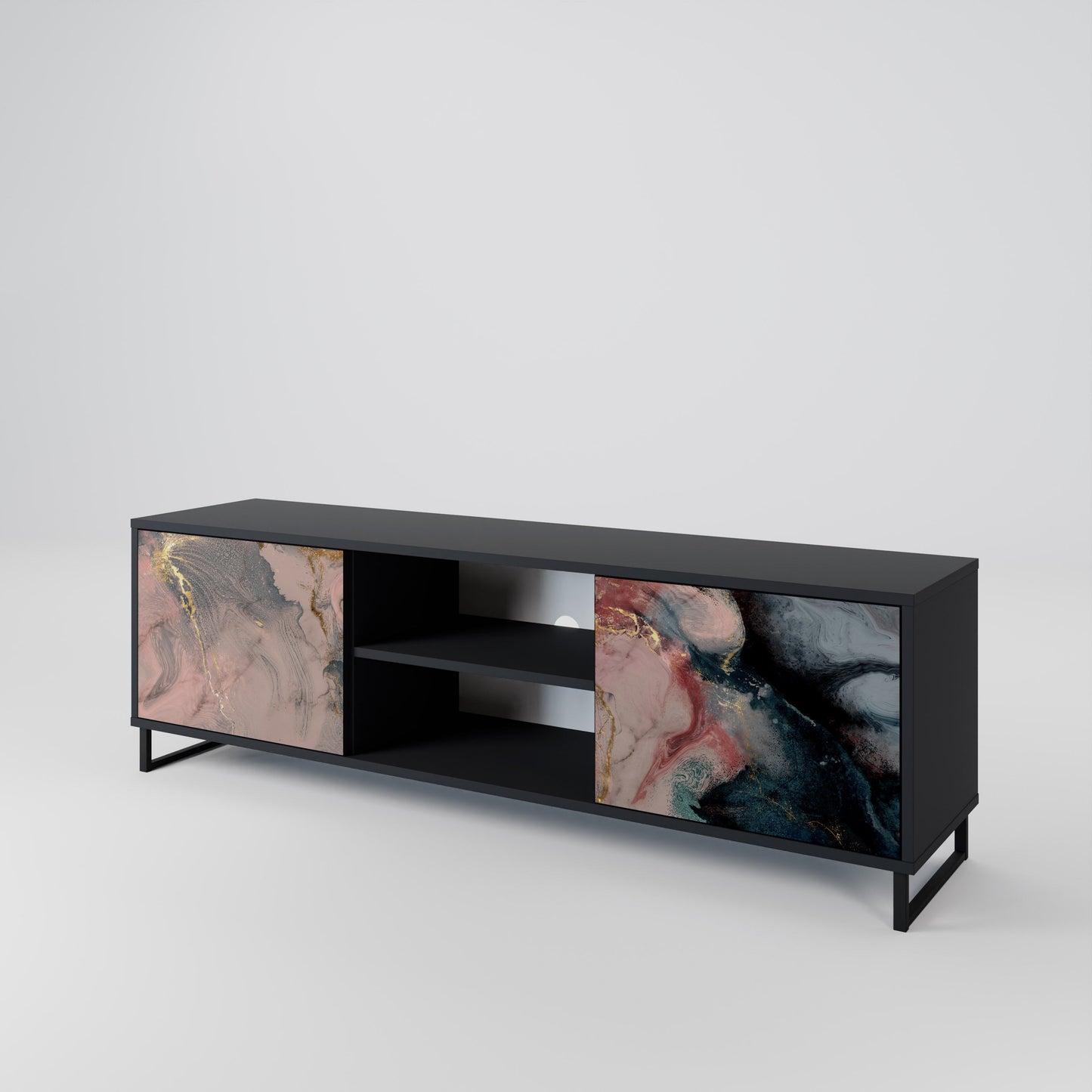 Mobile TV a 2 ante GILDED SWIRLS in finitura nera