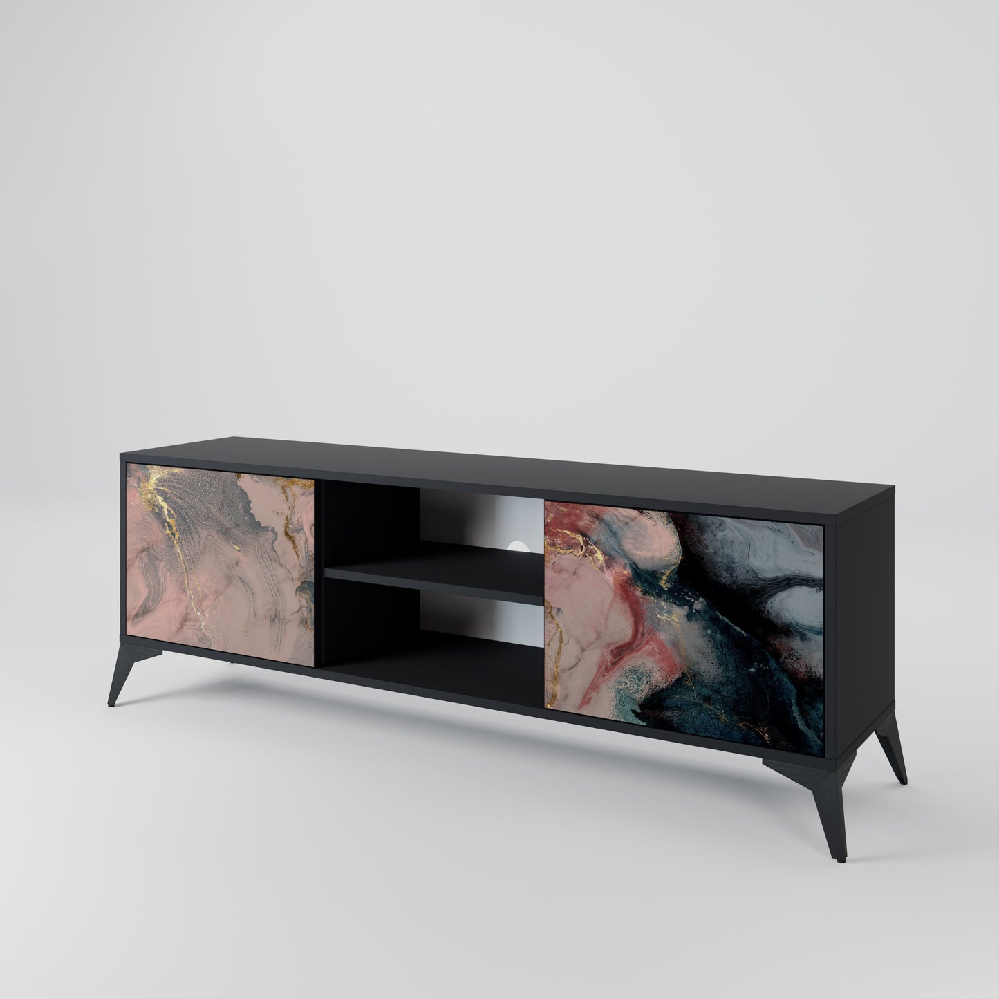 Mobile TV a 2 ante GILDED SWIRLS in finitura nera