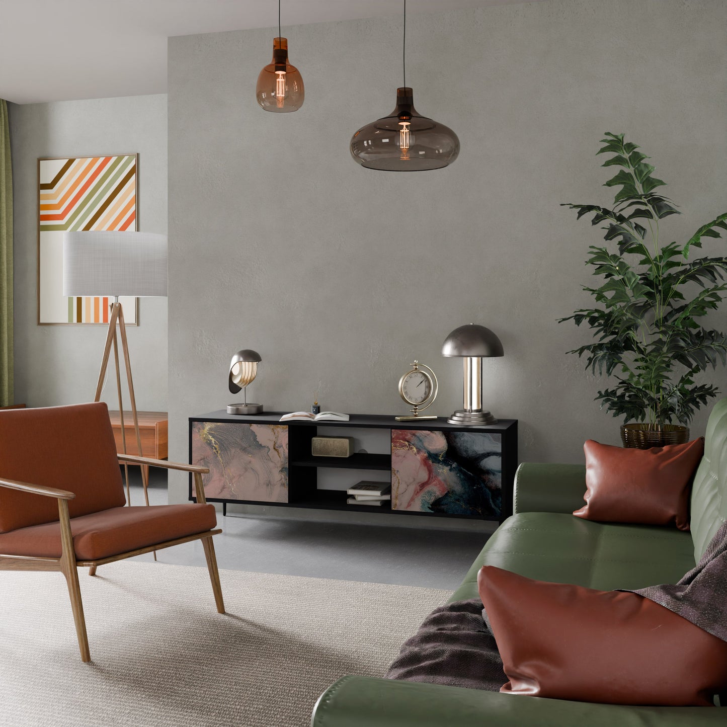 Mobile TV a 2 ante GILDED SWIRLS in finitura nera