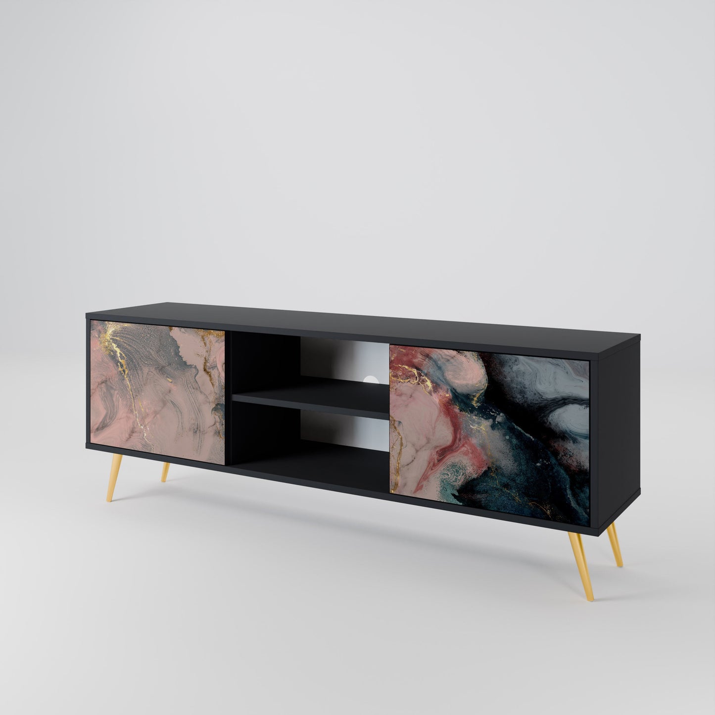 Mobile TV a 2 ante GILDED SWIRLS in finitura nera