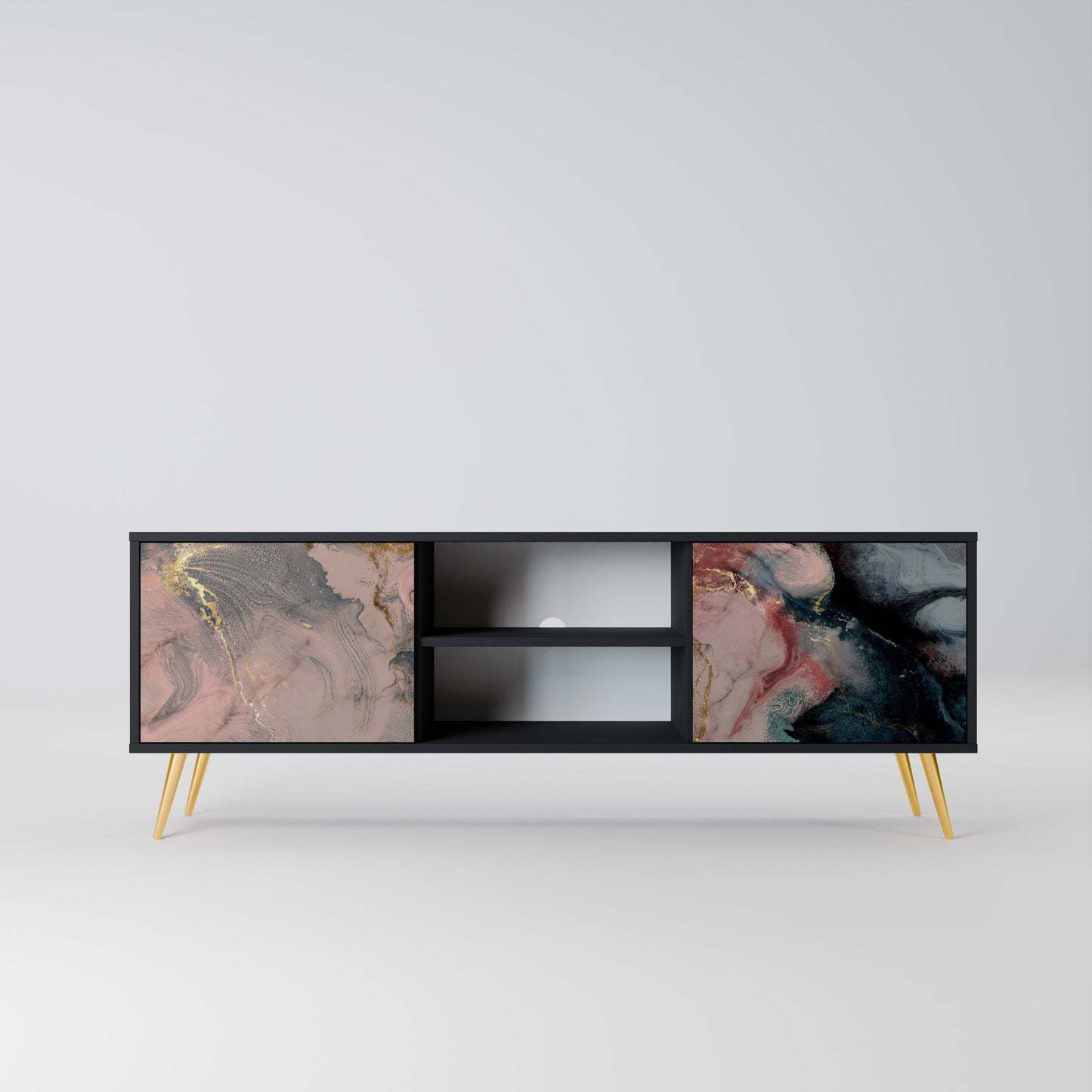 Mobile TV a 2 ante GILDED SWIRLS in finitura nera