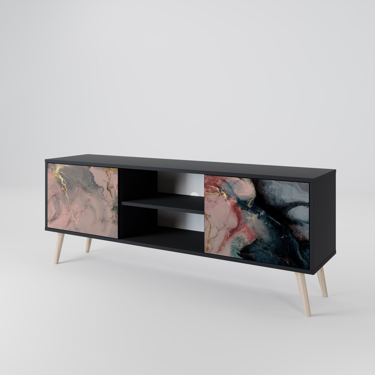 Mobile TV a 2 ante GILDED SWIRLS in finitura nera