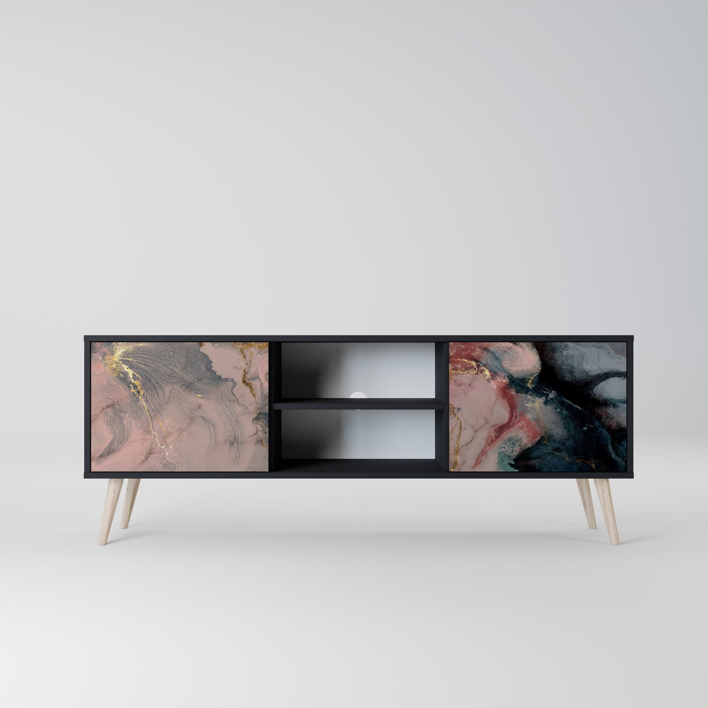 Mobile TV a 2 ante GILDED SWIRLS in finitura nera