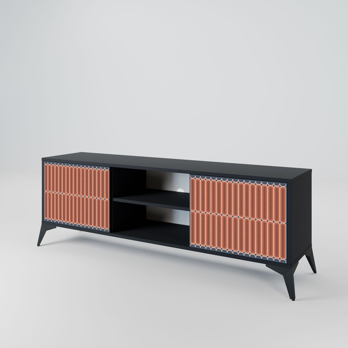 Mobile TV HYPNOTIC GATE a 2 ante con finitura nera