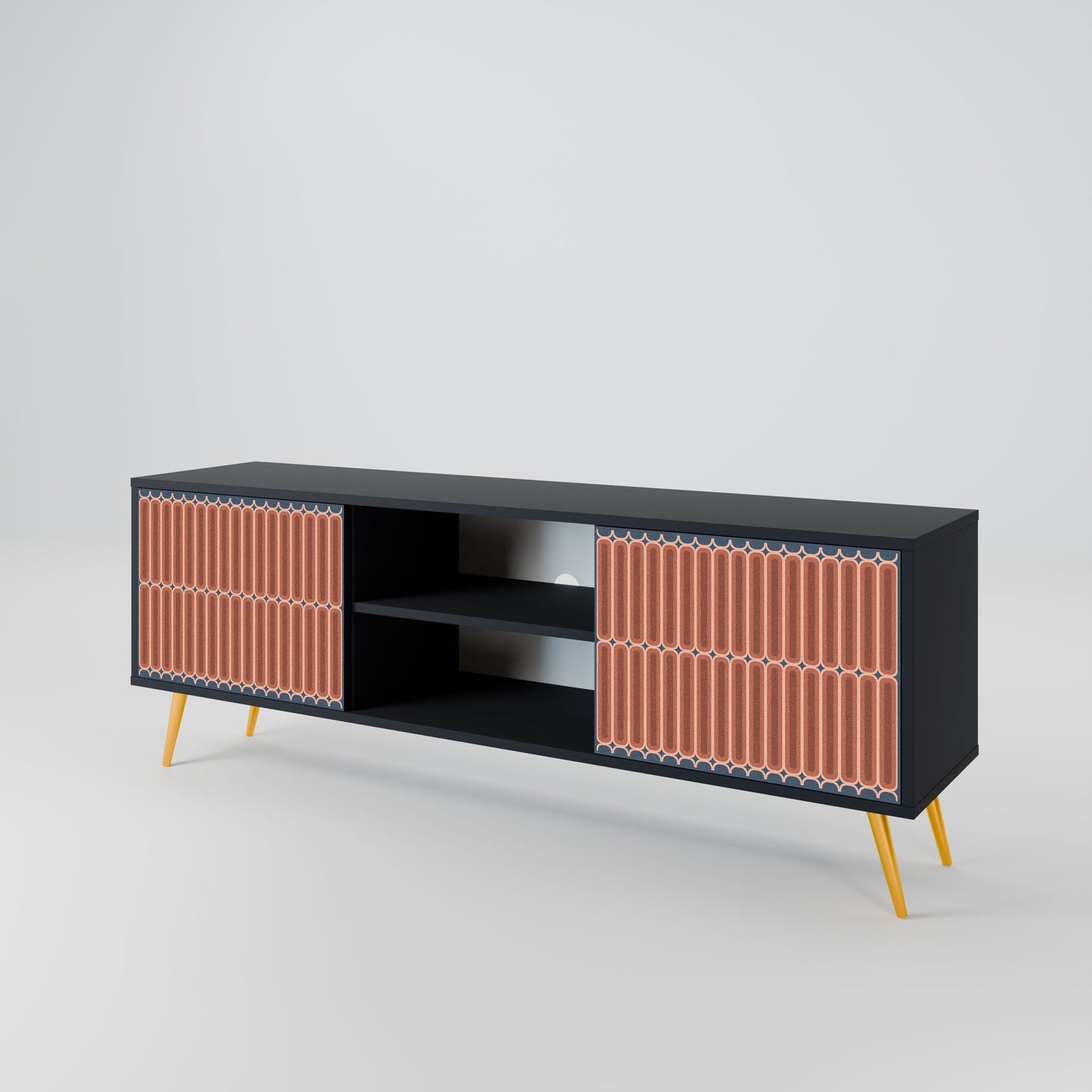 Mobile TV HYPNOTIC GATE a 2 ante con finitura nera