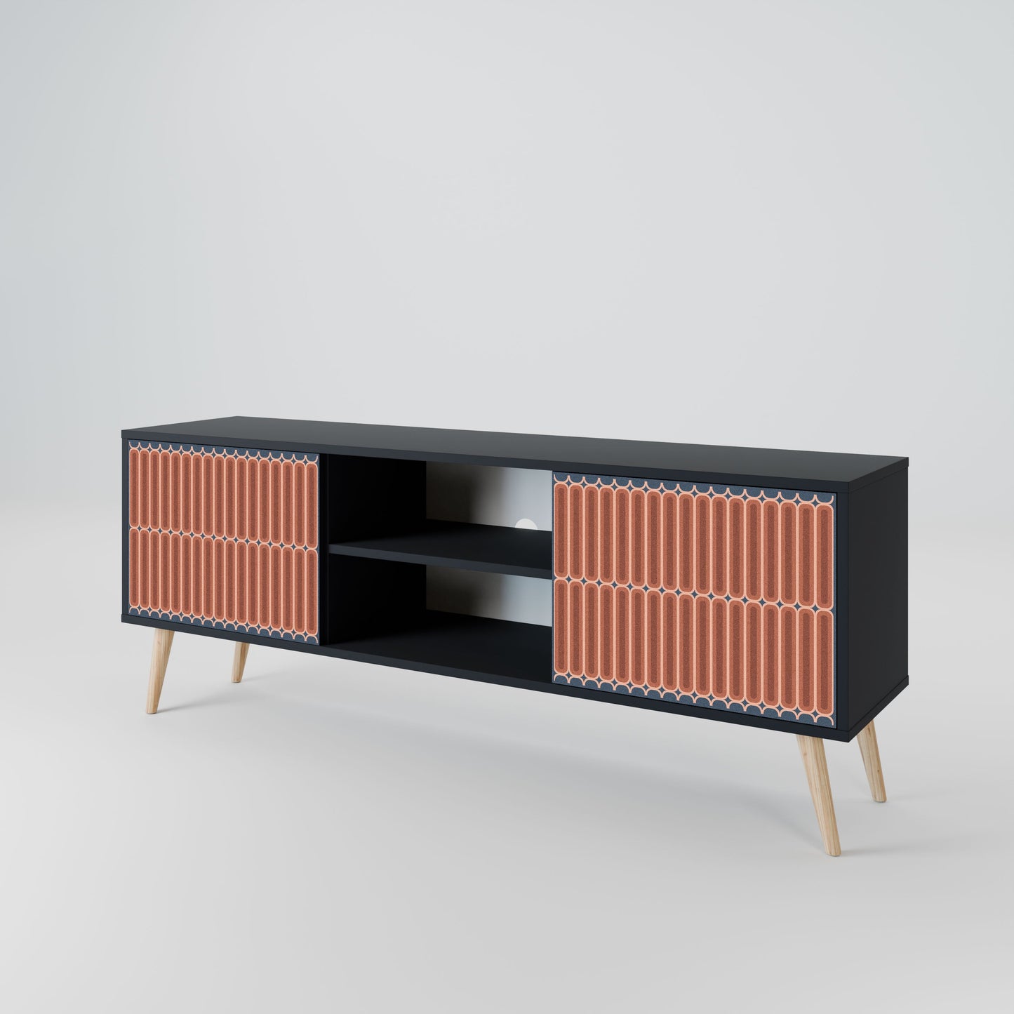 Mobile TV HYPNOTIC GATE a 2 ante con finitura nera
