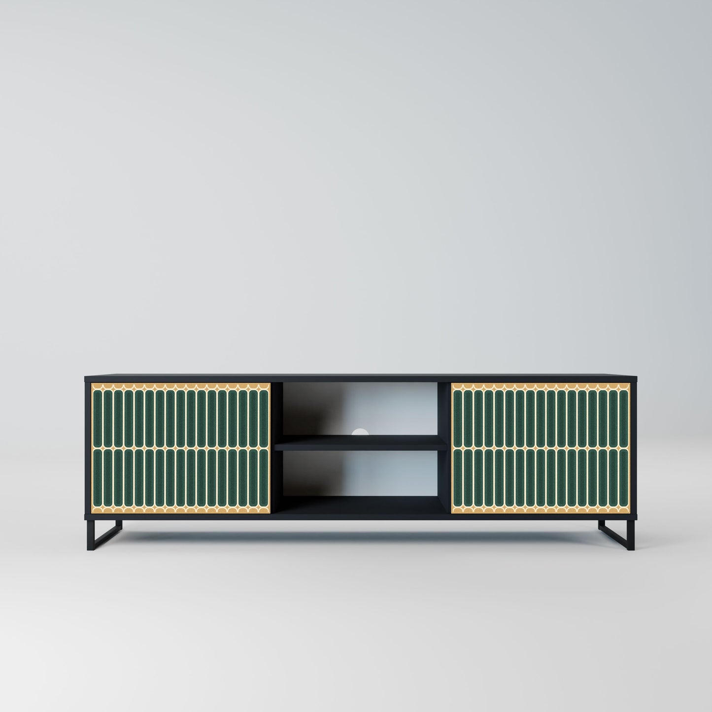 ILUSION GATE 2-Door TV Stand in Black Finish