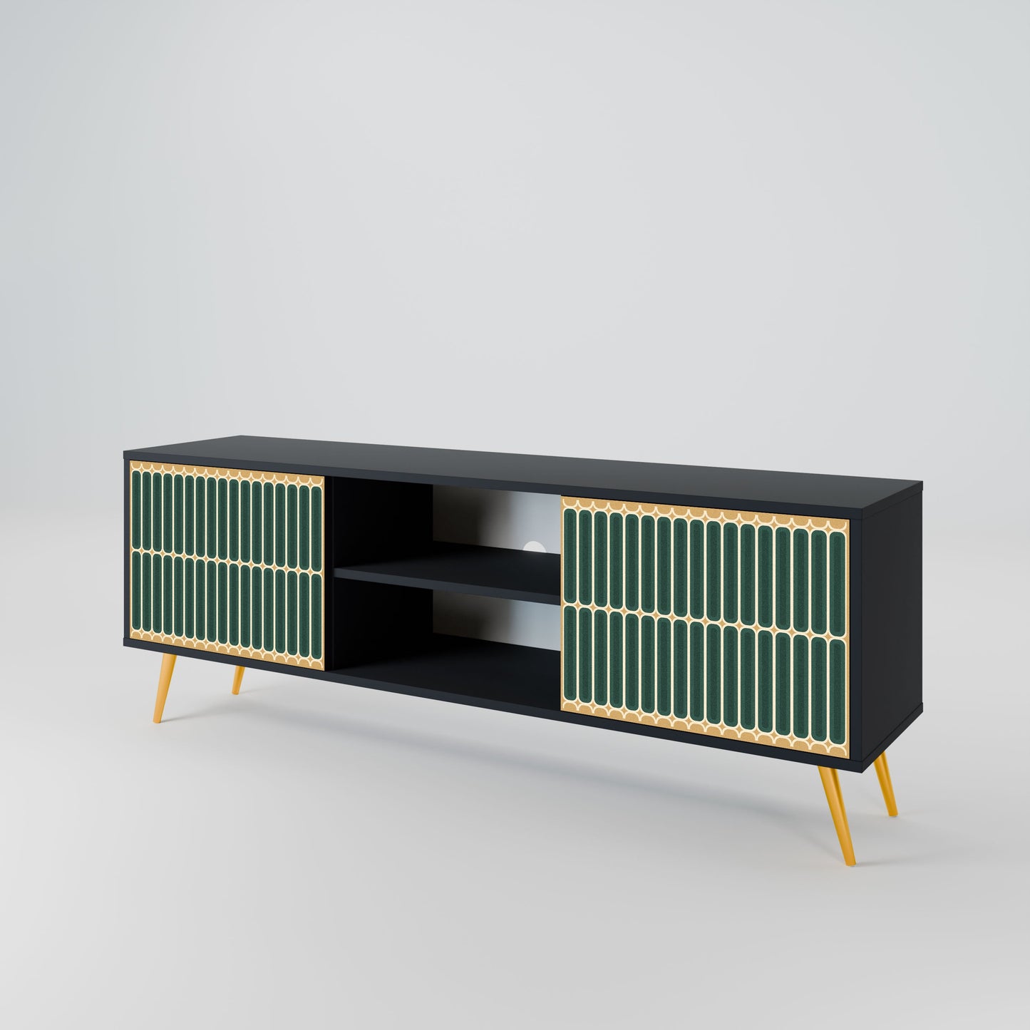 ILUSION GATE 2-Door TV Stand in Black Finish