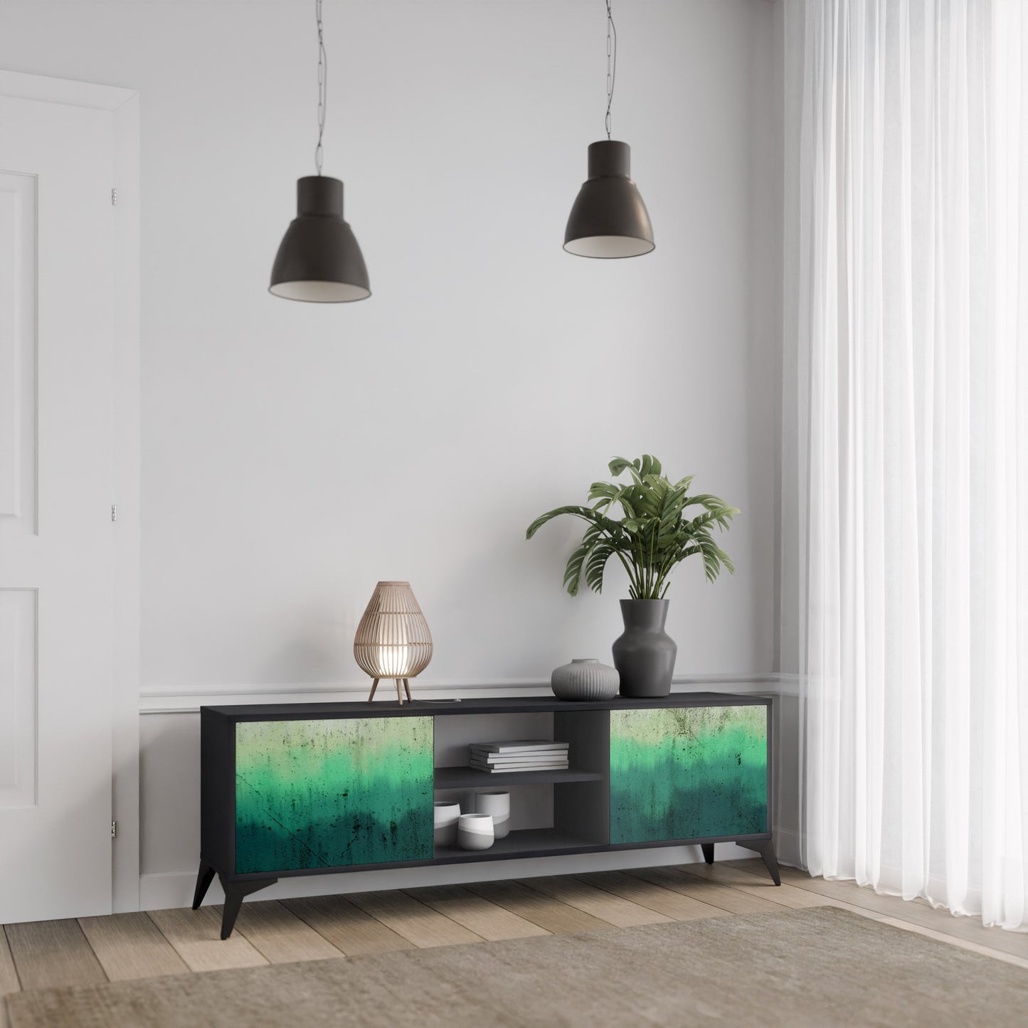 Mobile TV a 2 ante NORTHERN LIGHTS in finitura nera