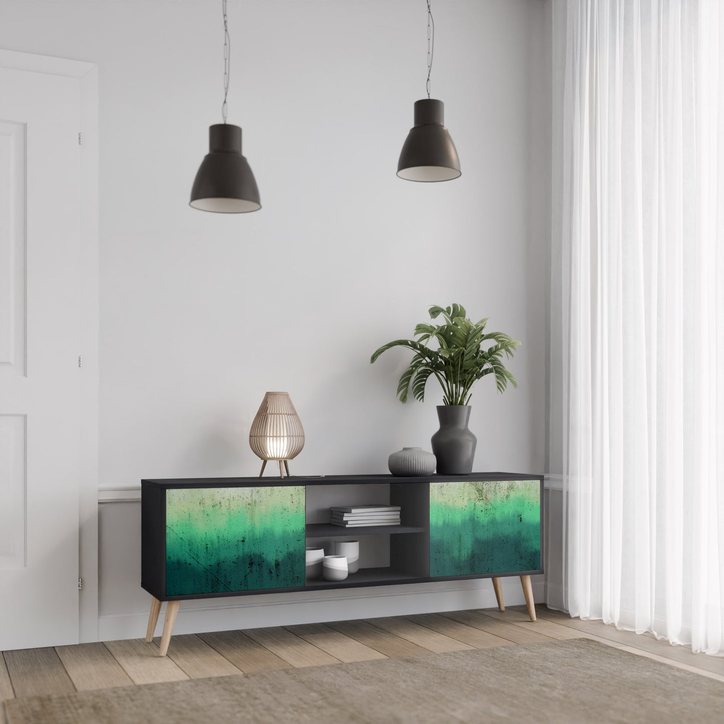 Mobile TV a 2 ante NORTHERN LIGHTS in finitura nera