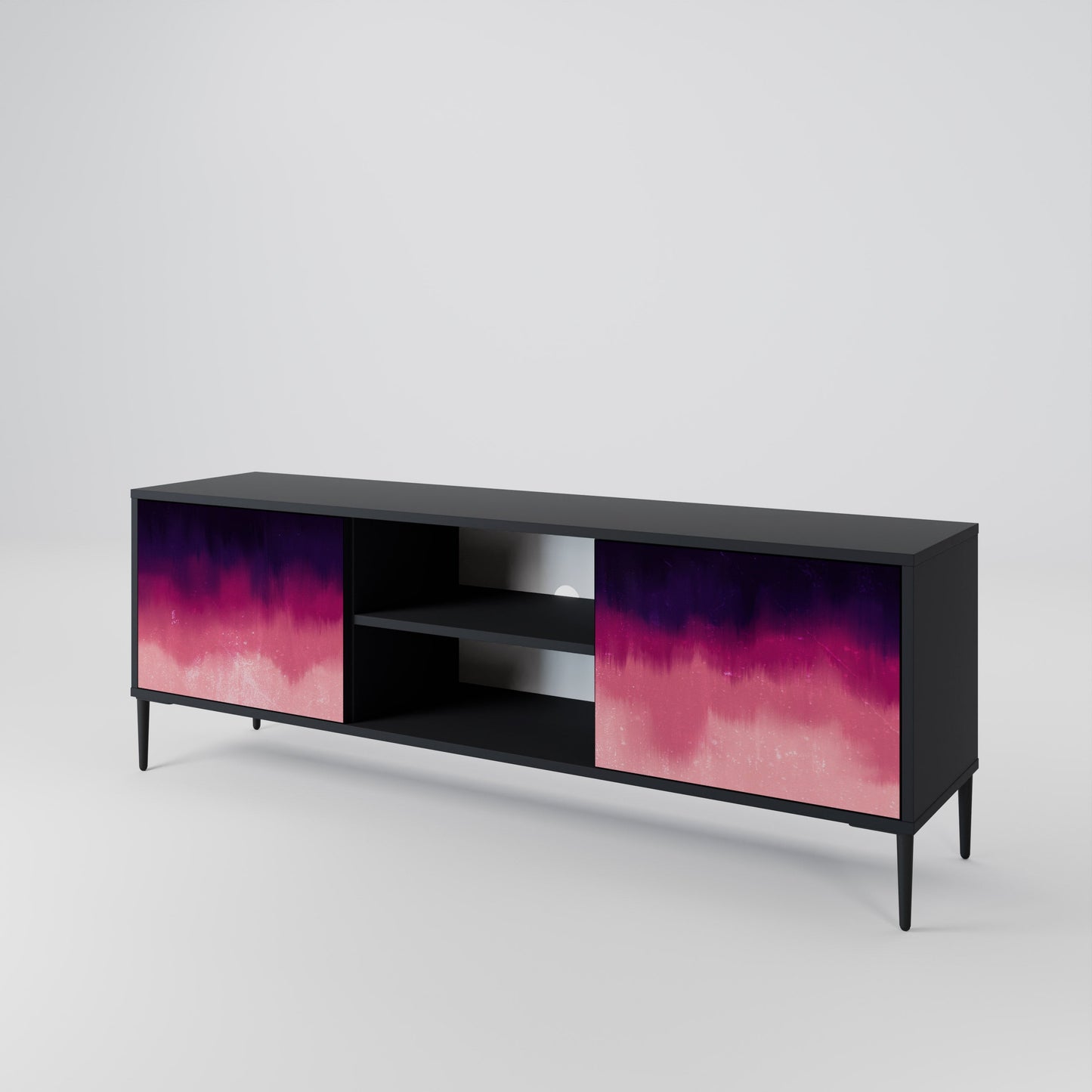 Mobile TV AURORA BOREALIS a 2 ante in finitura nera