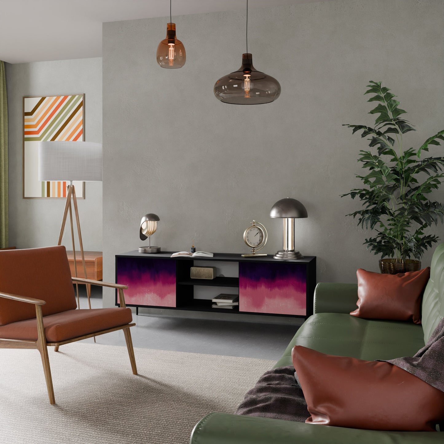 Mobile TV AURORA BOREALIS a 2 ante in finitura nera
