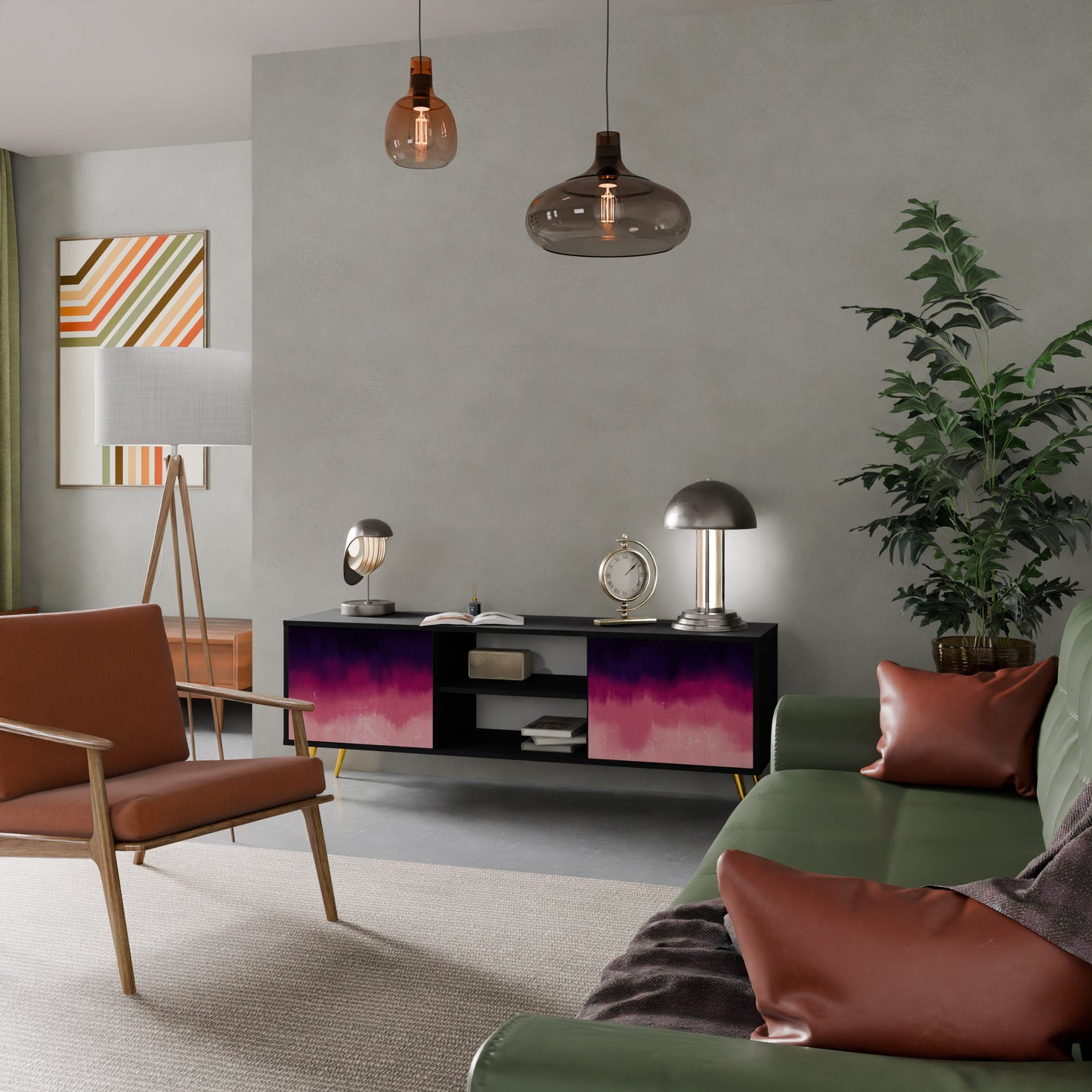 Mobile TV AURORA BOREALIS a 2 ante in finitura nera
