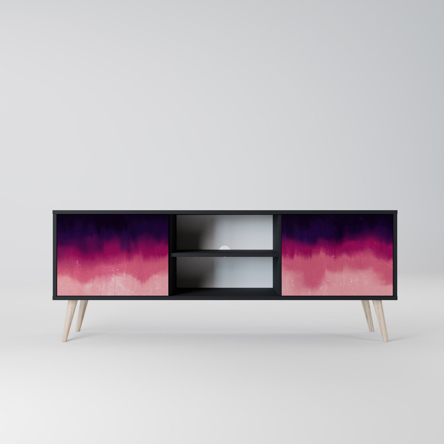 Mobile TV AURORA BOREALIS a 2 ante in finitura nera