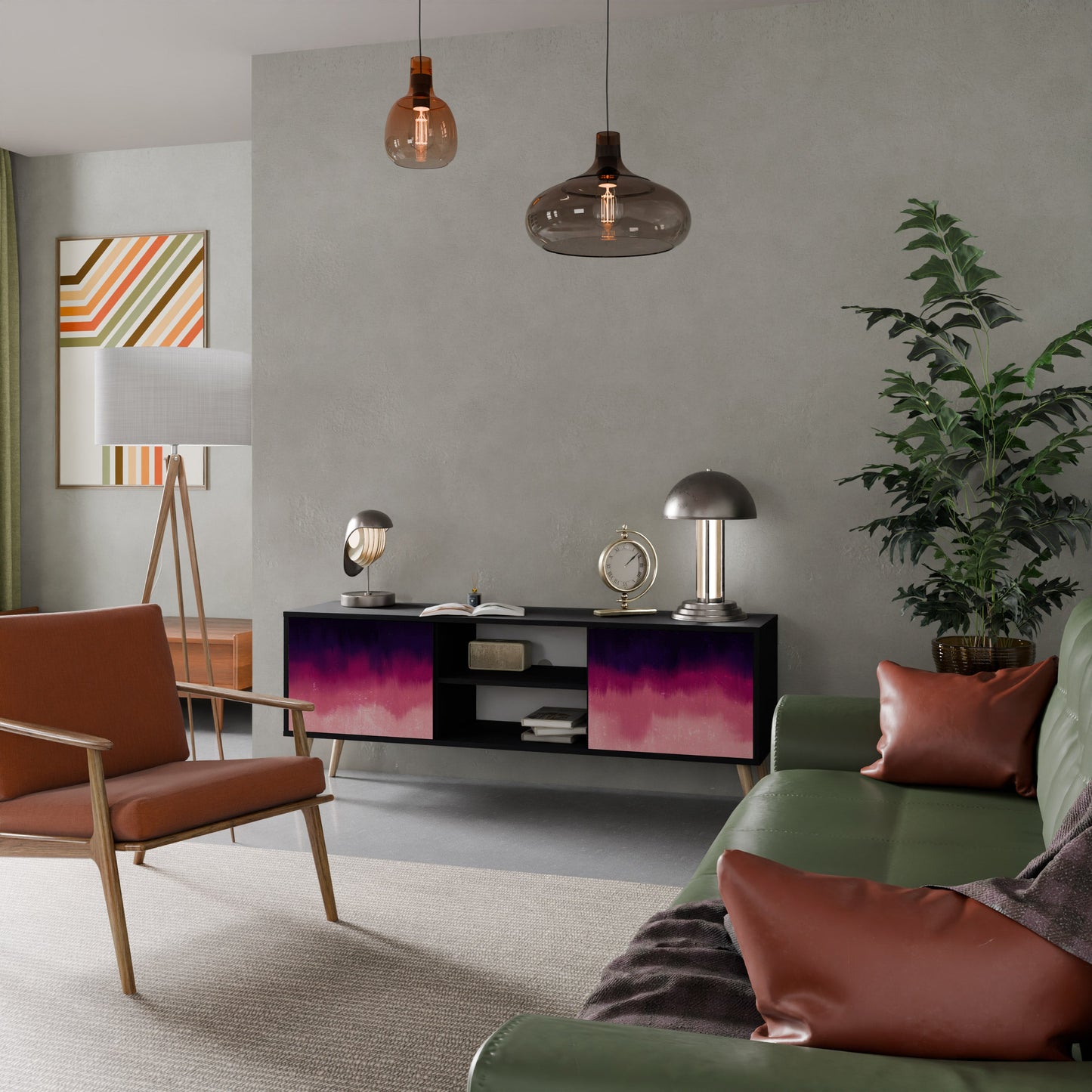 Mobile TV AURORA BOREALIS a 2 ante in finitura nera
