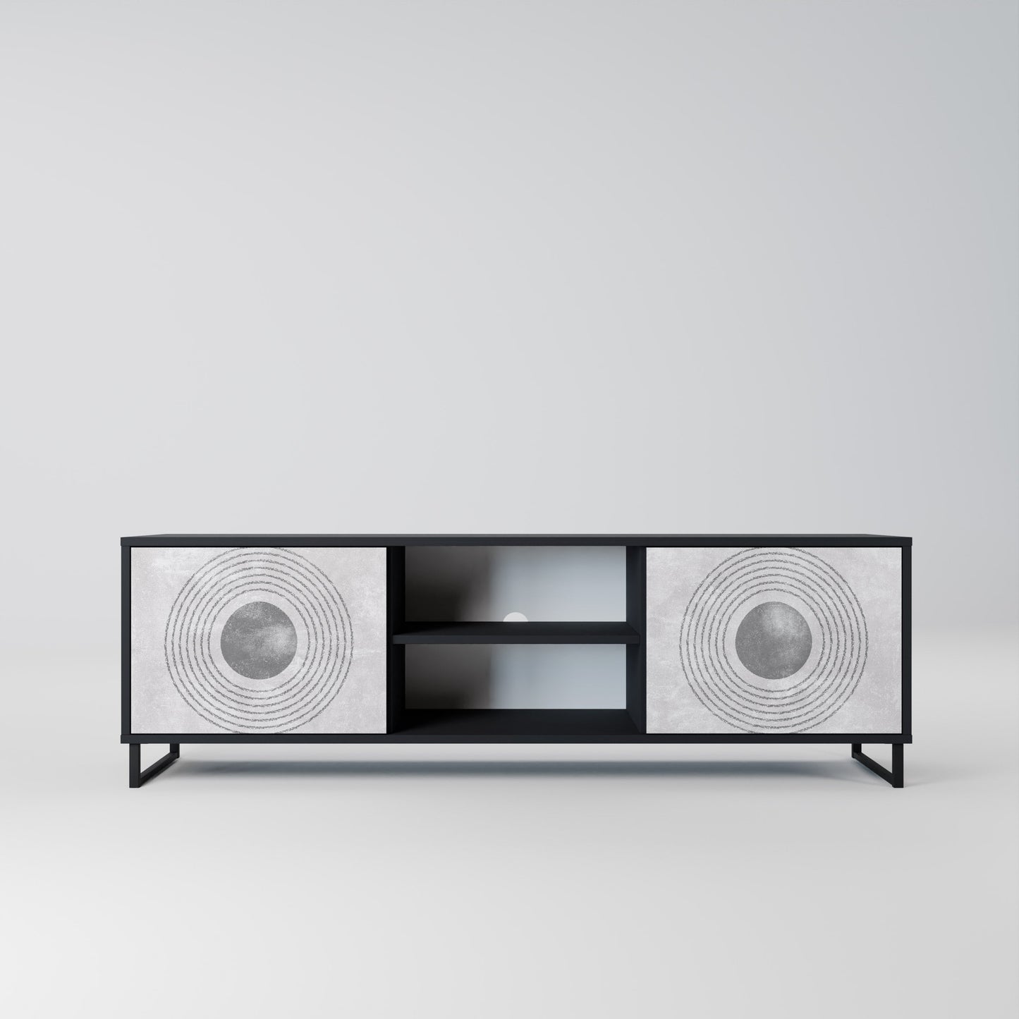 SOLID CIRCLES 2-Door TV Stand in Black Finish