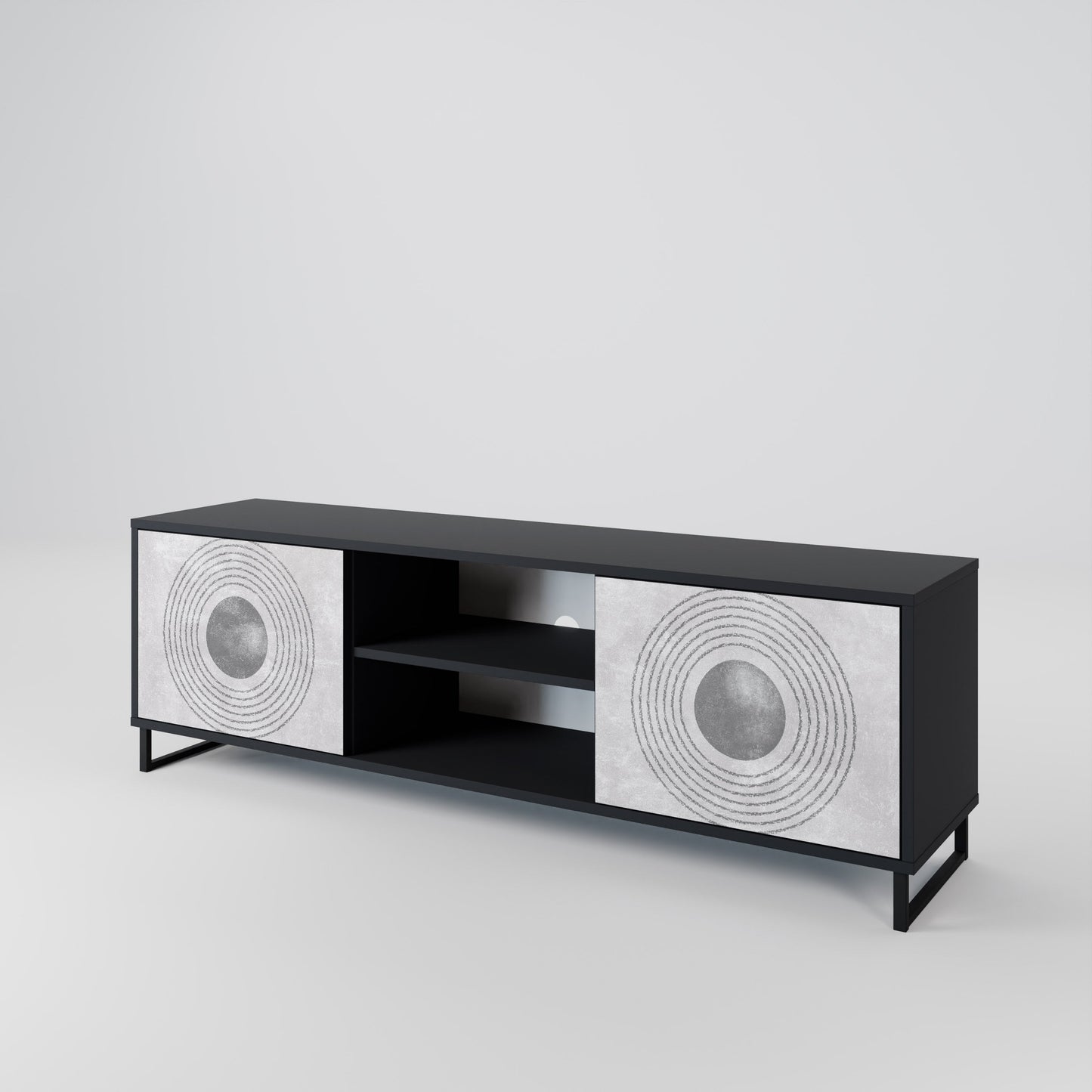 SOLID CIRCLES 2-Door TV Stand in Black Finish