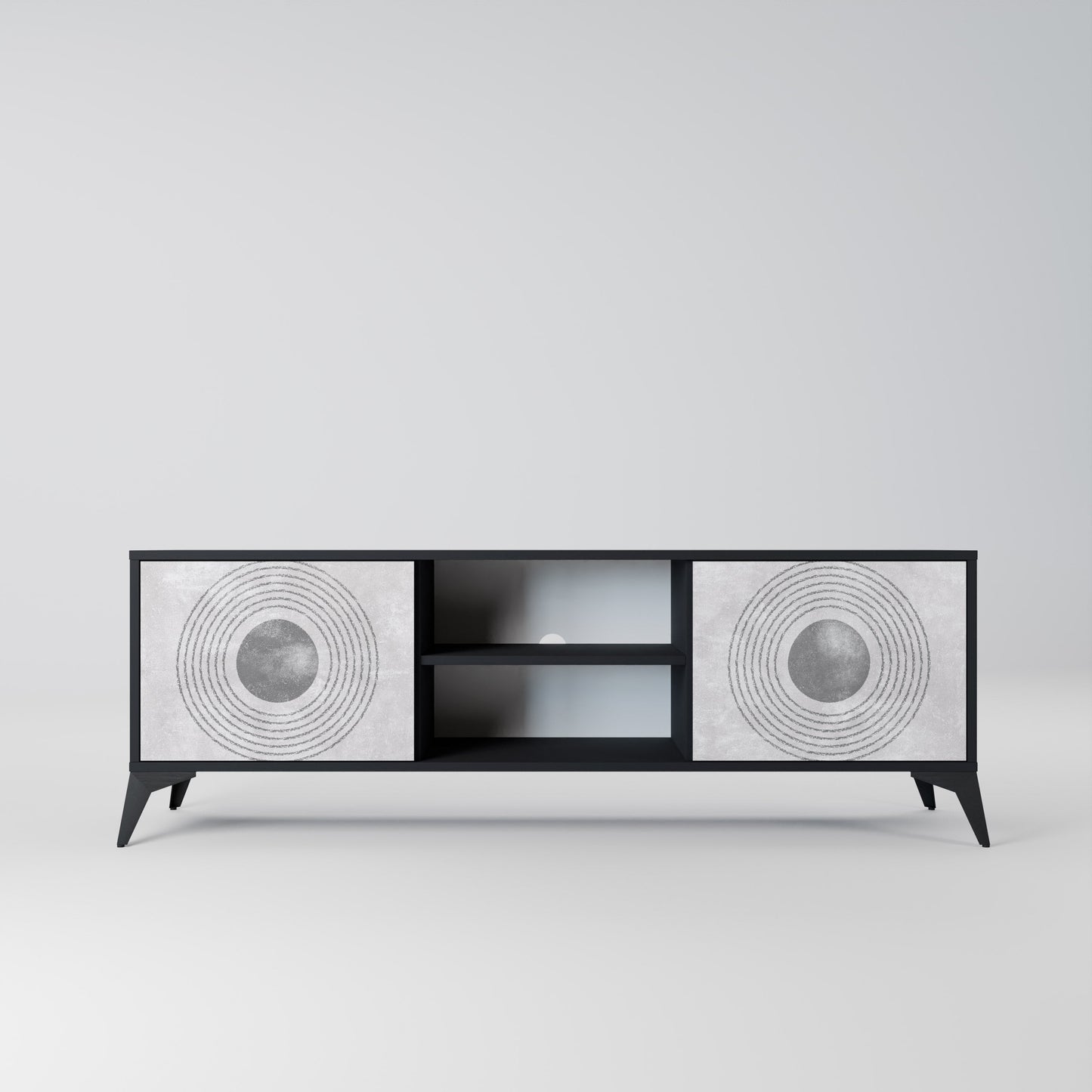 SOLID CIRCLES 2-Door TV Stand in Black Finish