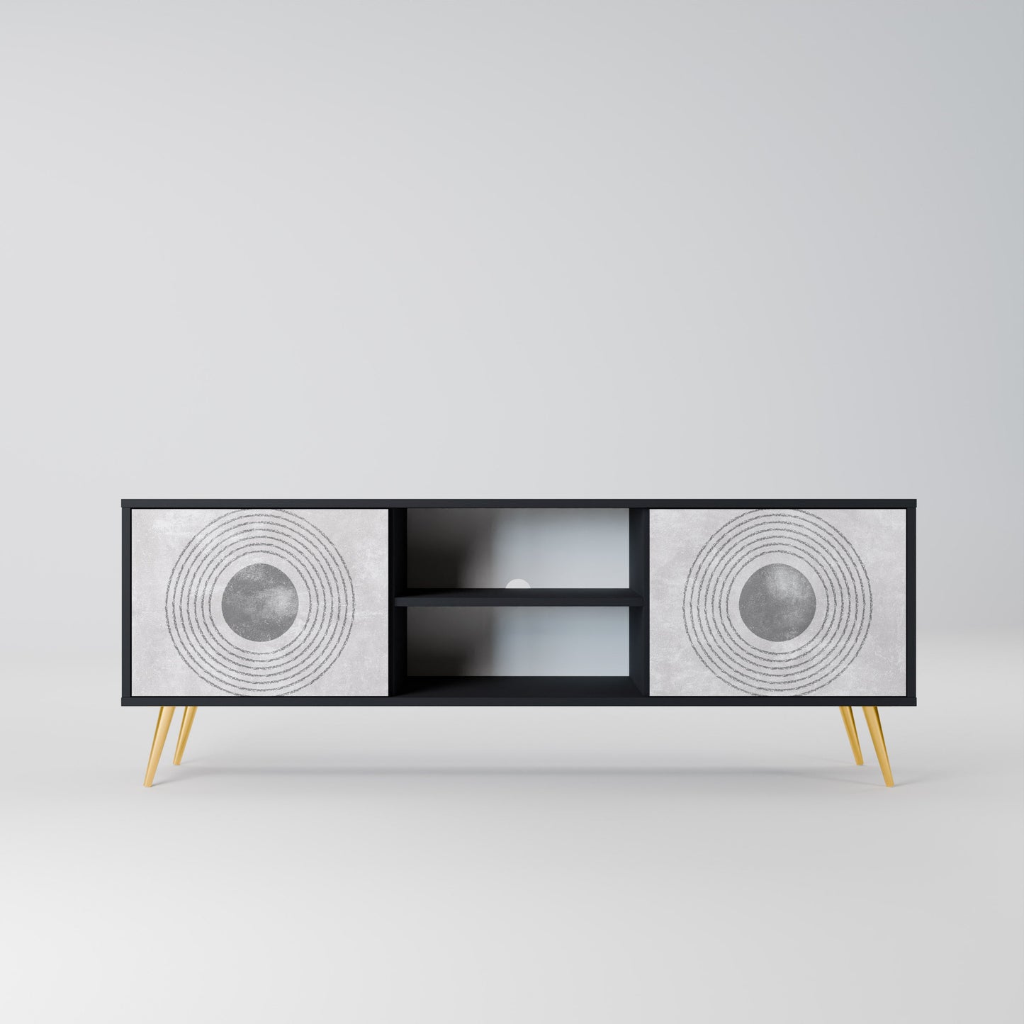 SOLID CIRCLES 2-Door TV Stand in Black Finish
