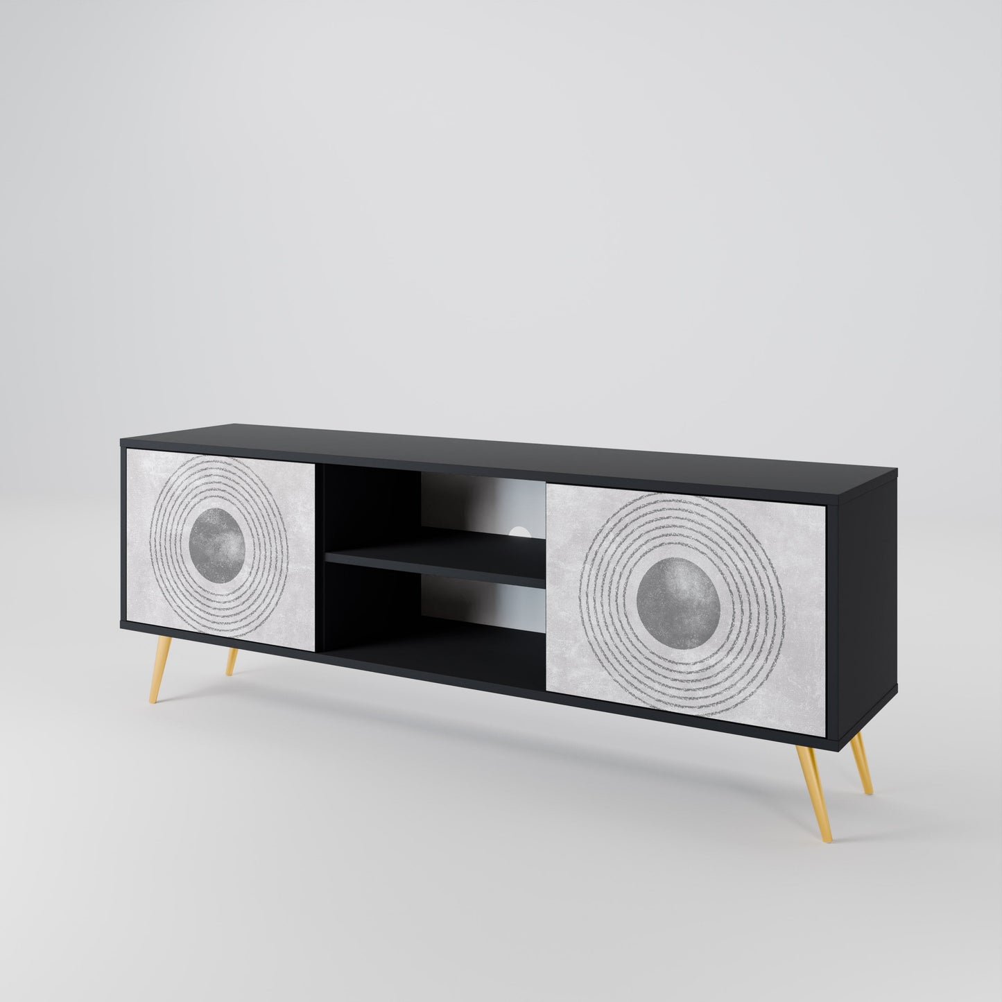 SOLID CIRCLES 2-Door TV Stand in Black Finish