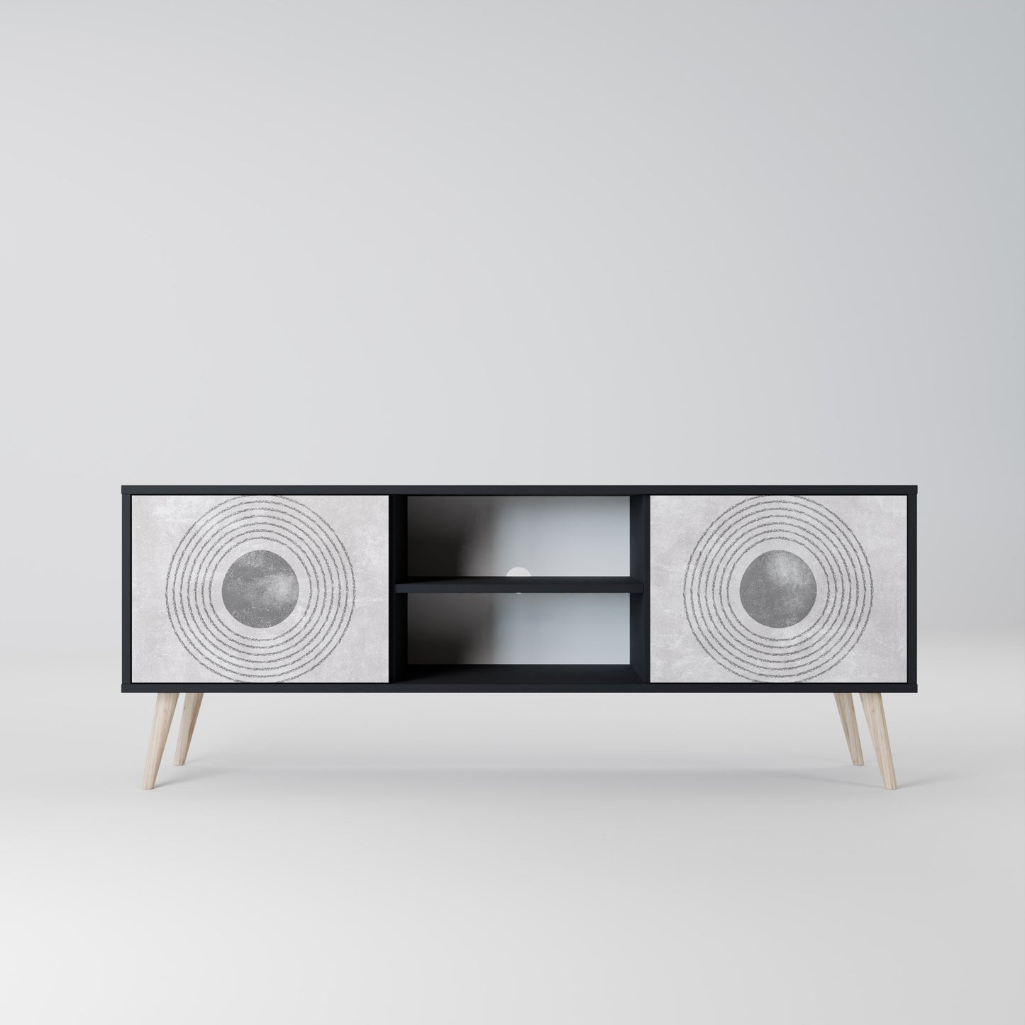 SOLID CIRCLES 2-Door TV Stand in Black Finish