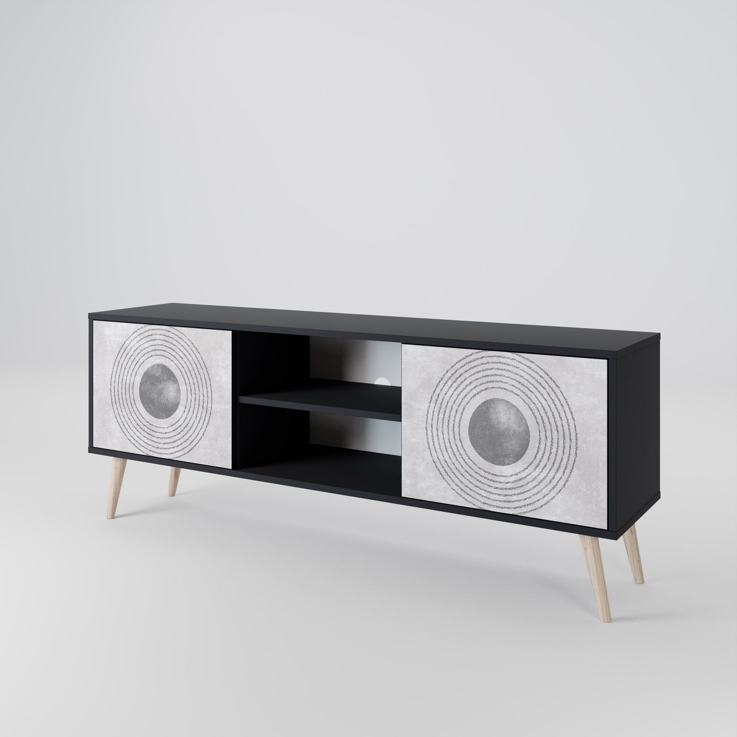 SOLID CIRCLES 2-Door TV Stand in Black Finish