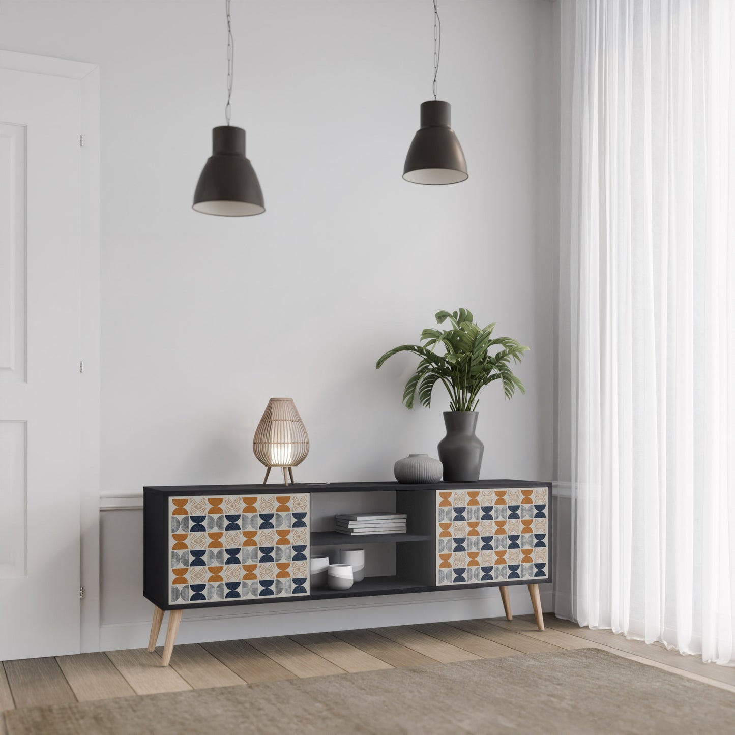 Mobile TV a 2 ante REFLECTION RANGE in finitura nera
