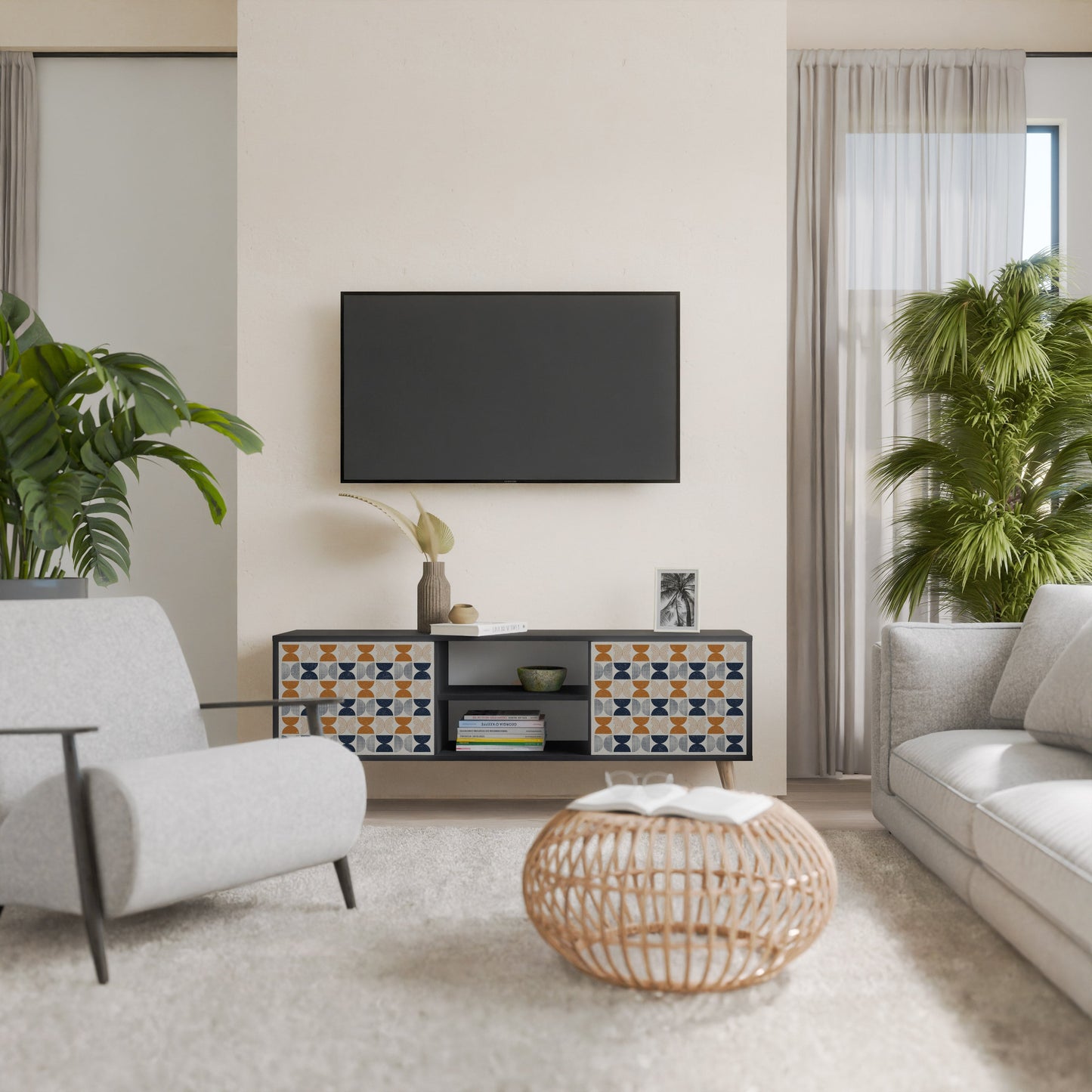 Mobile TV a 2 ante REFLECTION RANGE in finitura nera