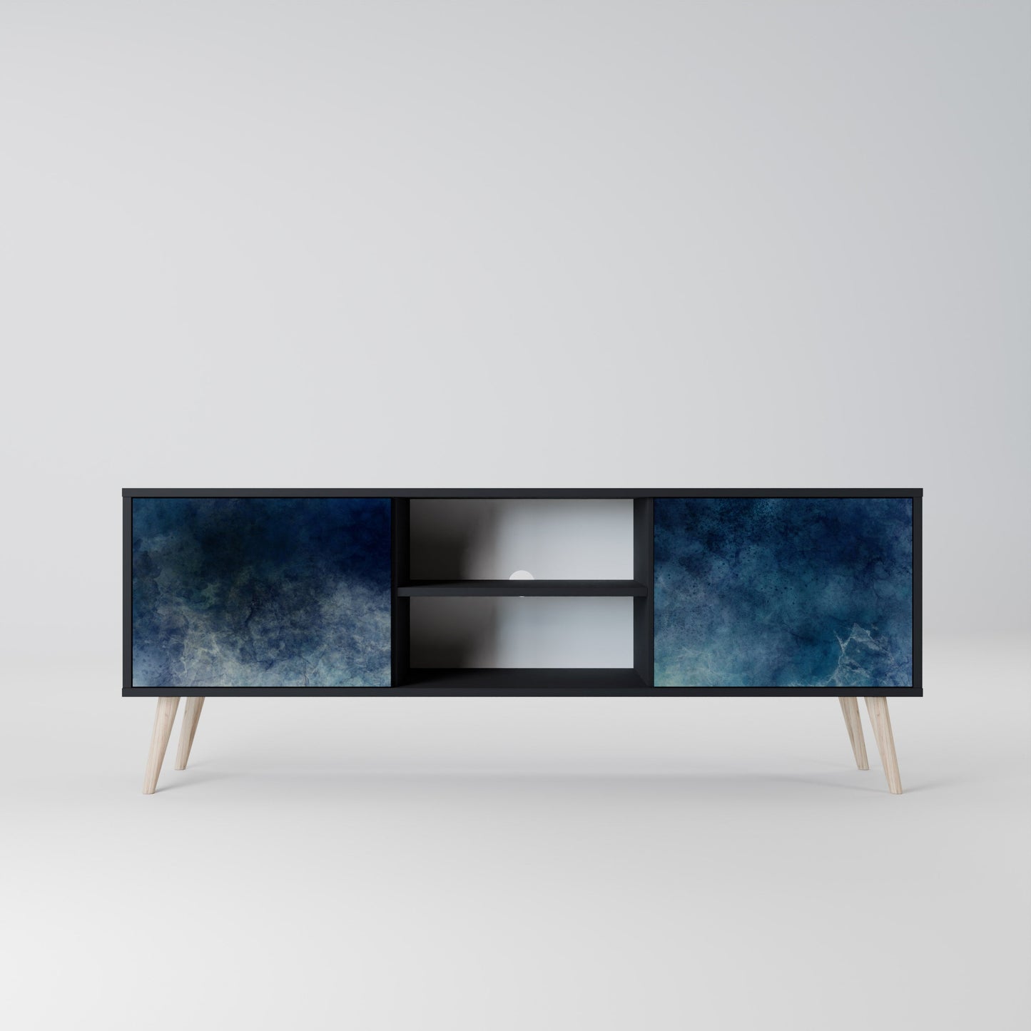 CELESTIAL FALL 2-Door TV Stand in Black Finish