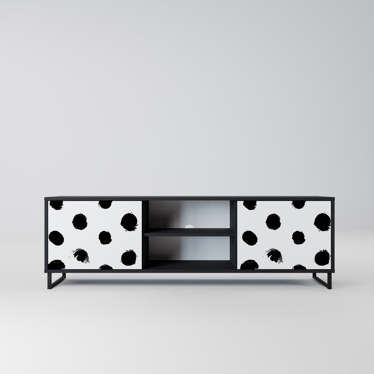 SLIPPING MINUTES 2-Door TV Stand in Black Finish
