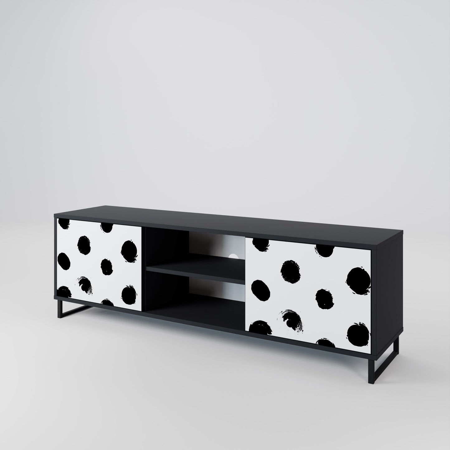 SLIPPING MINUTES 2-Door TV Stand in Black Finish