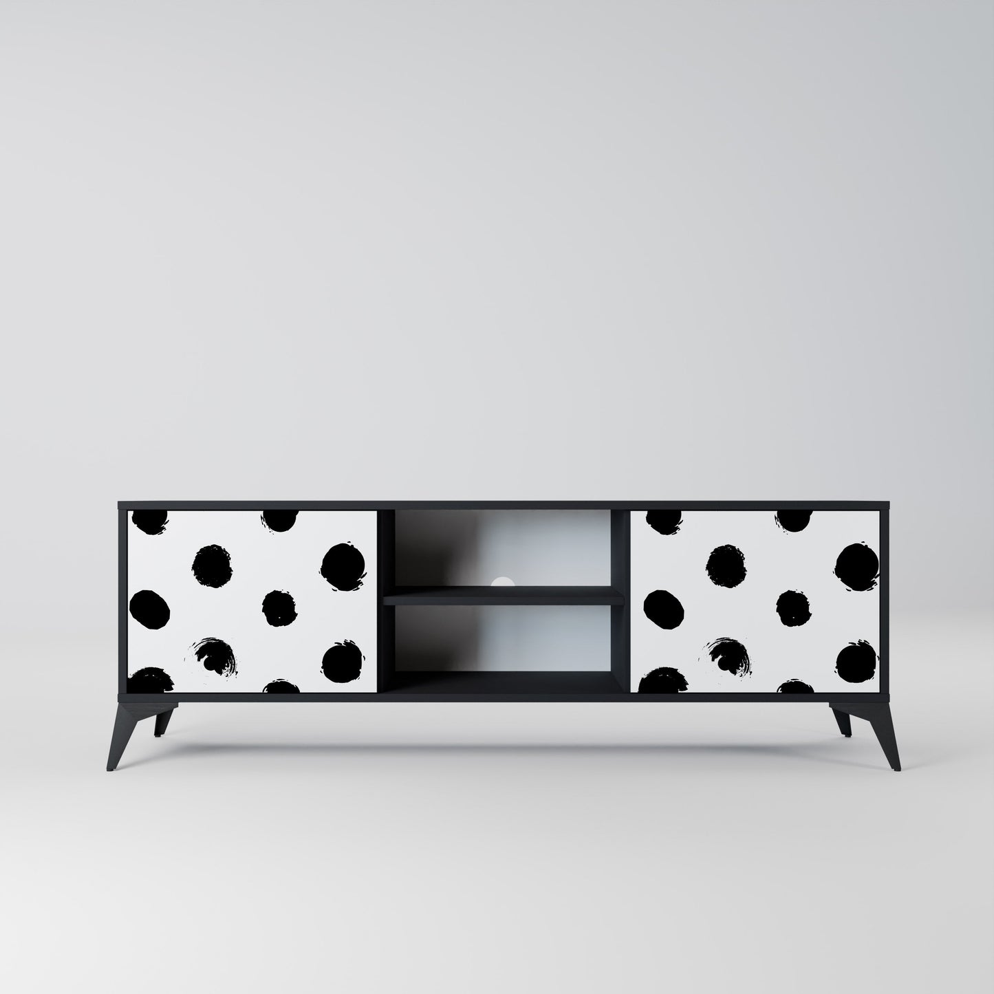 SLIPPING MINUTES 2-Door TV Stand in Black Finish