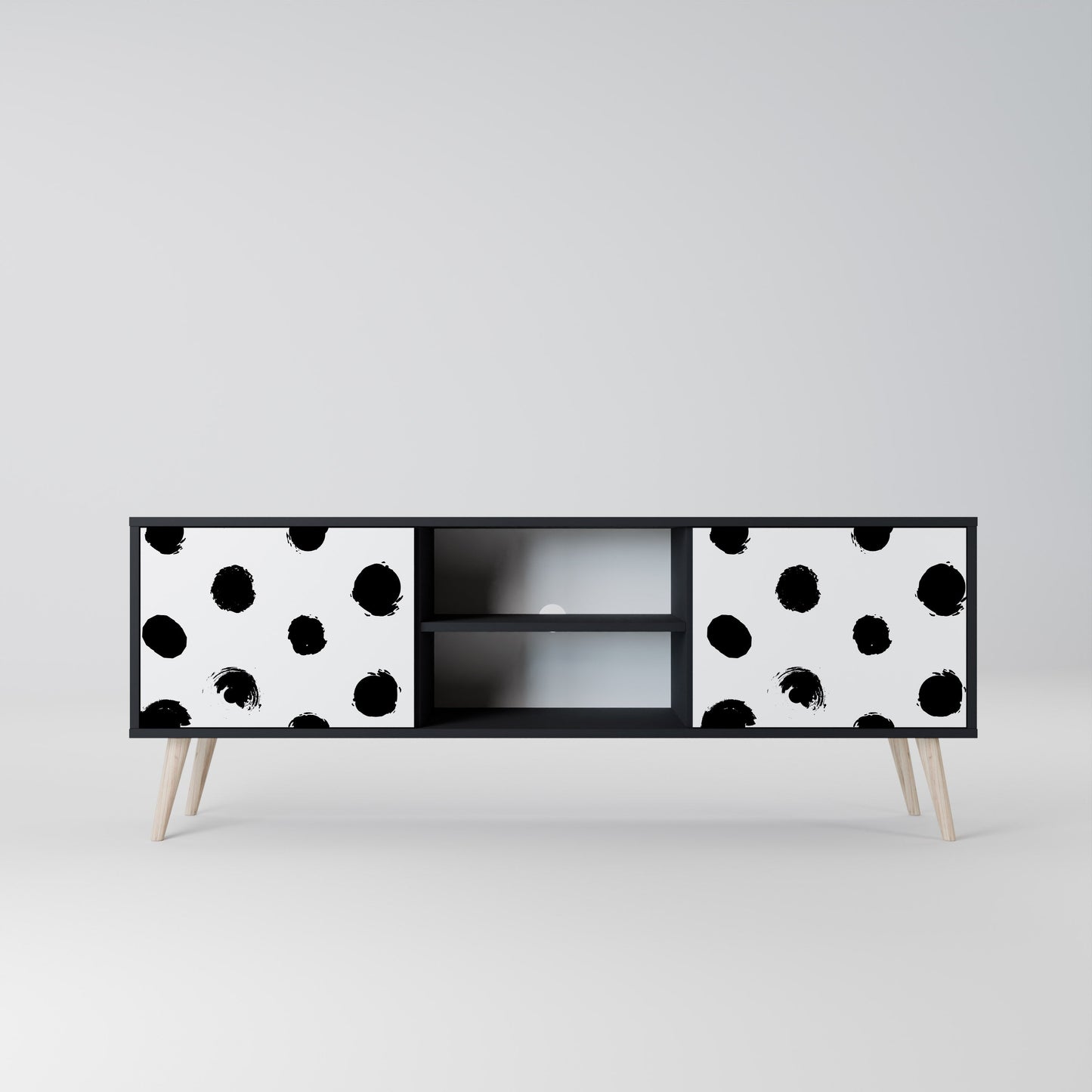SLIPPING MINUTES 2-Door TV Stand in Black Finish