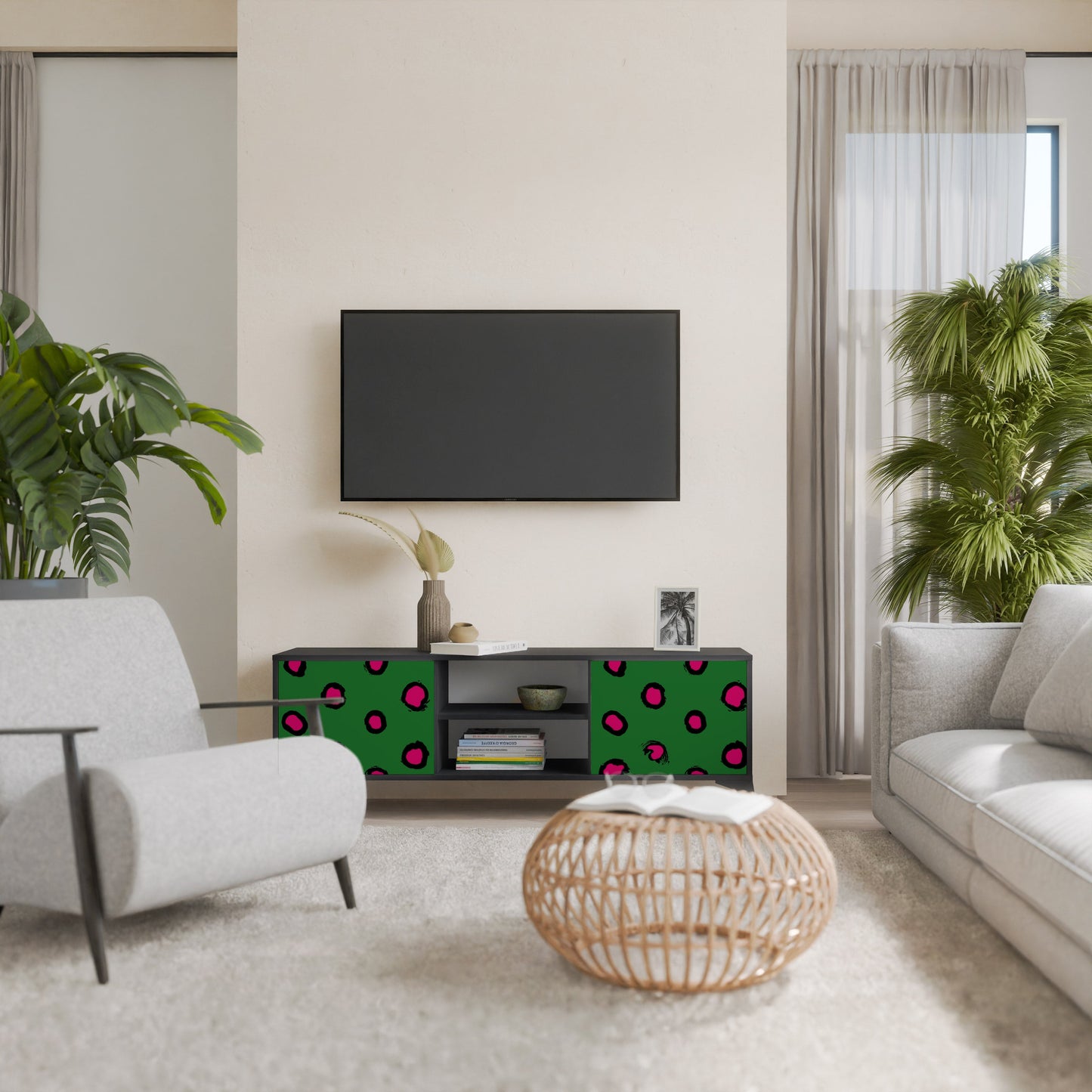 Mobile TV FUNKY SPOTS a 2 ante con finitura nera