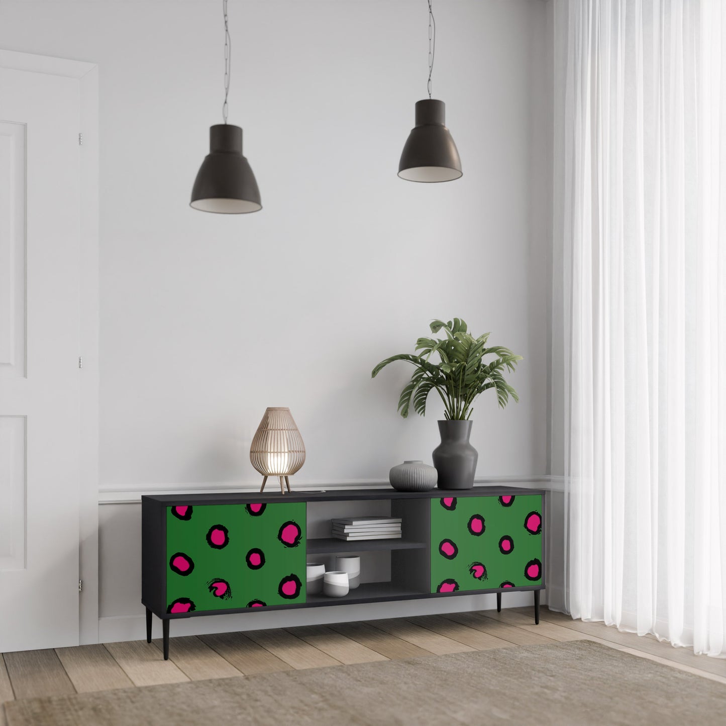 Mobile TV FUNKY SPOTS a 2 ante con finitura nera