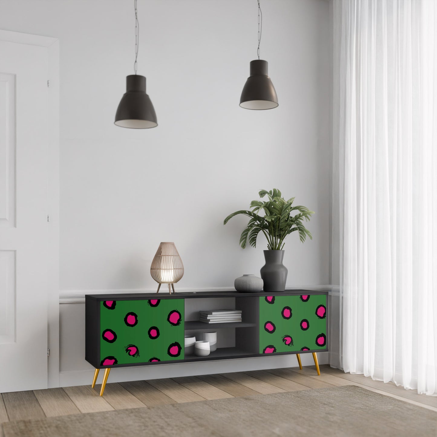 Mobile TV FUNKY SPOTS a 2 ante con finitura nera