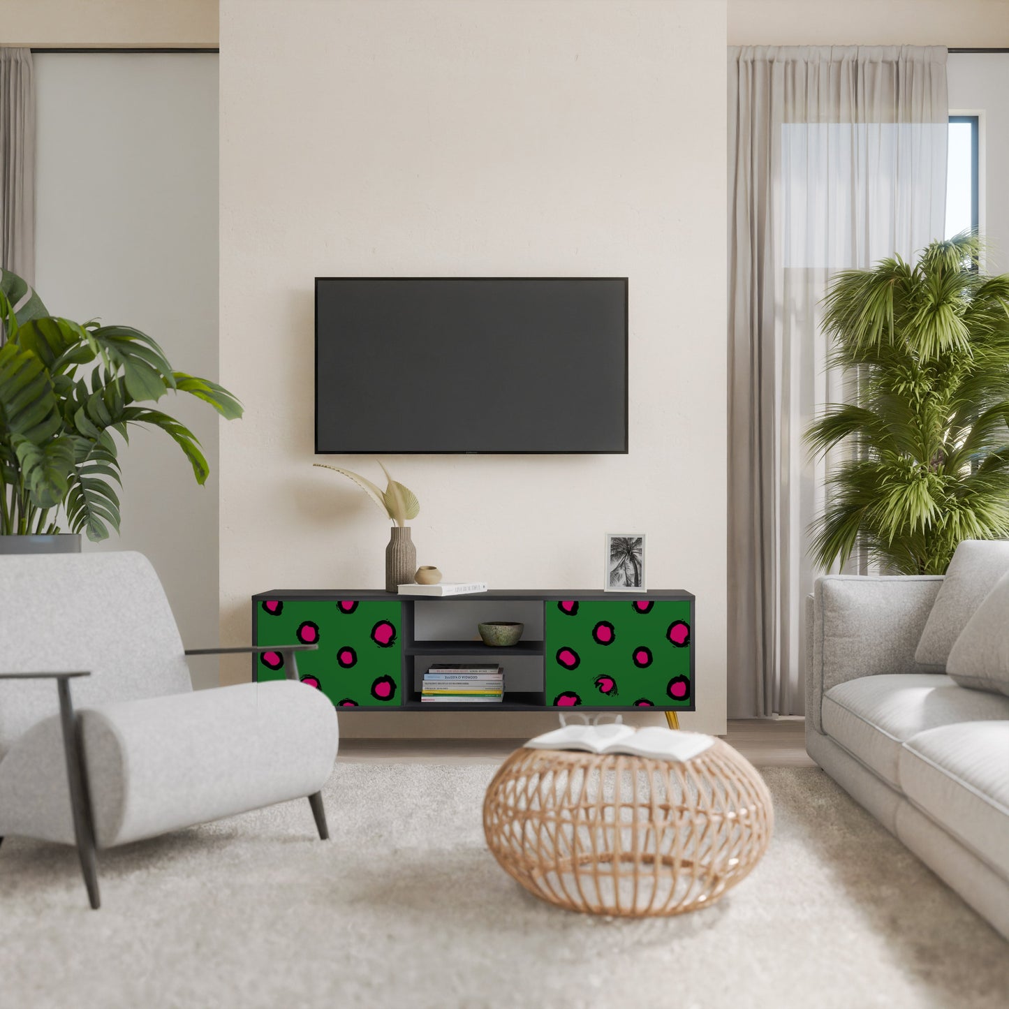 Mobile TV FUNKY SPOTS a 2 ante con finitura nera