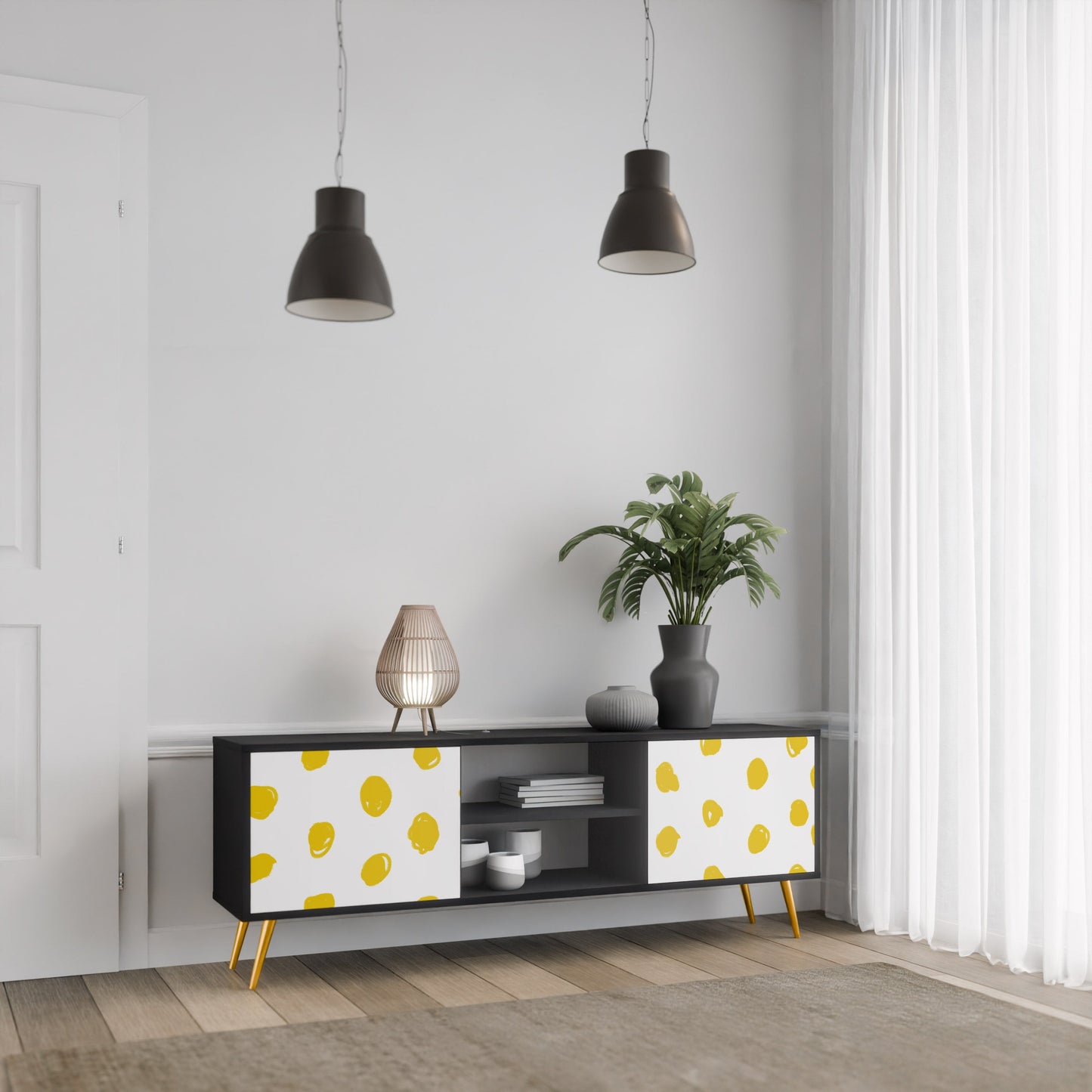 RADIANT REVERIE 2-Door TV Stand in Black Finish
