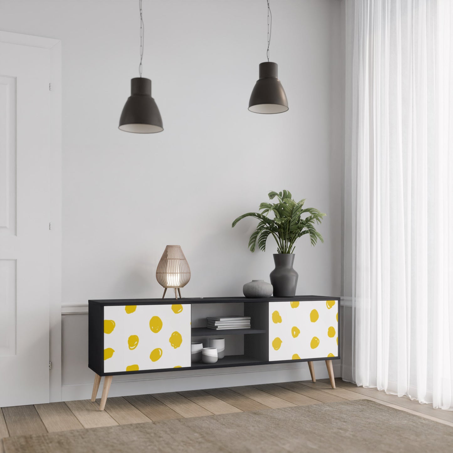 RADIANT REVERIE 2-Door TV Stand in Black Finish