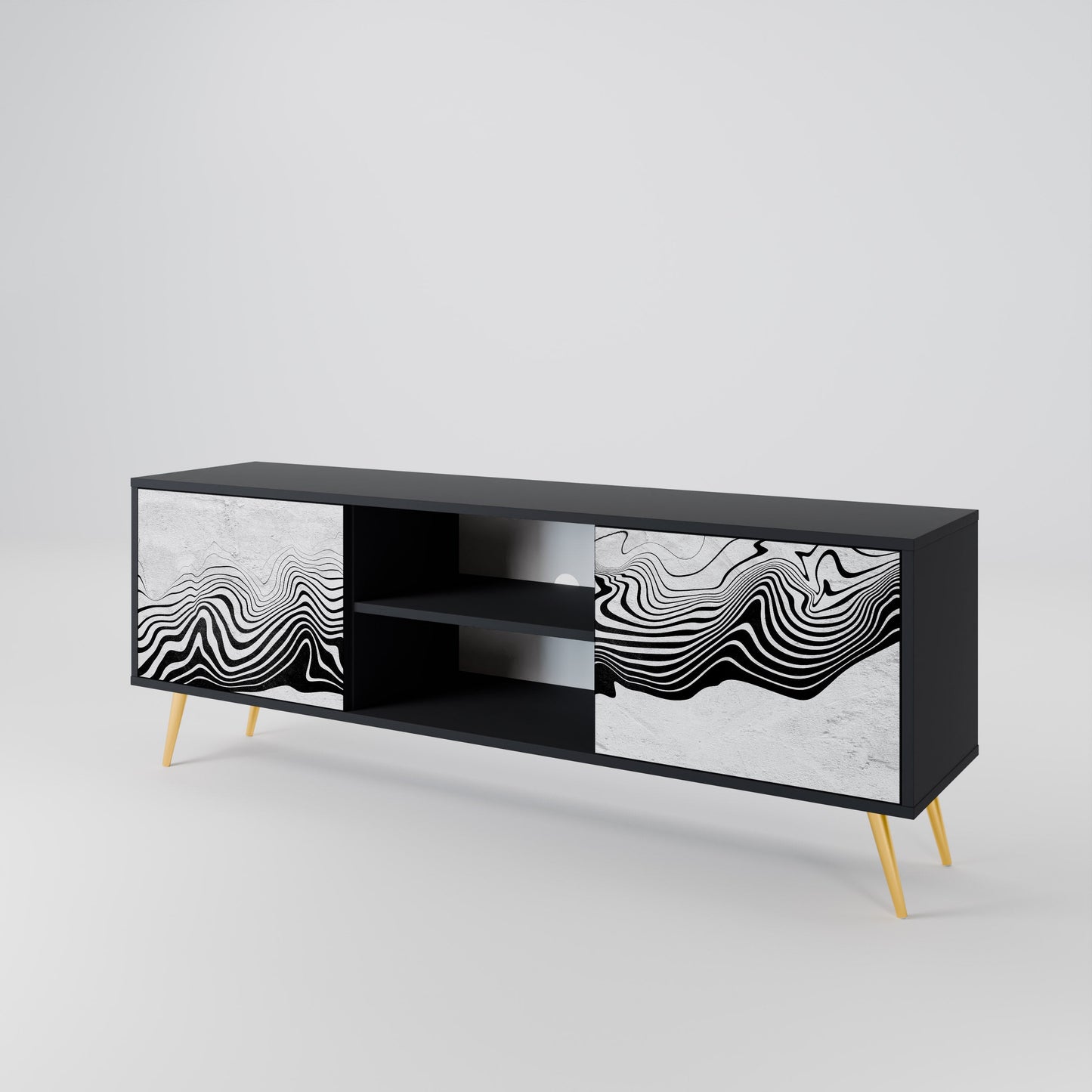 MONOCHROME MIRAGE 2-Door TV Stand in Black Finish