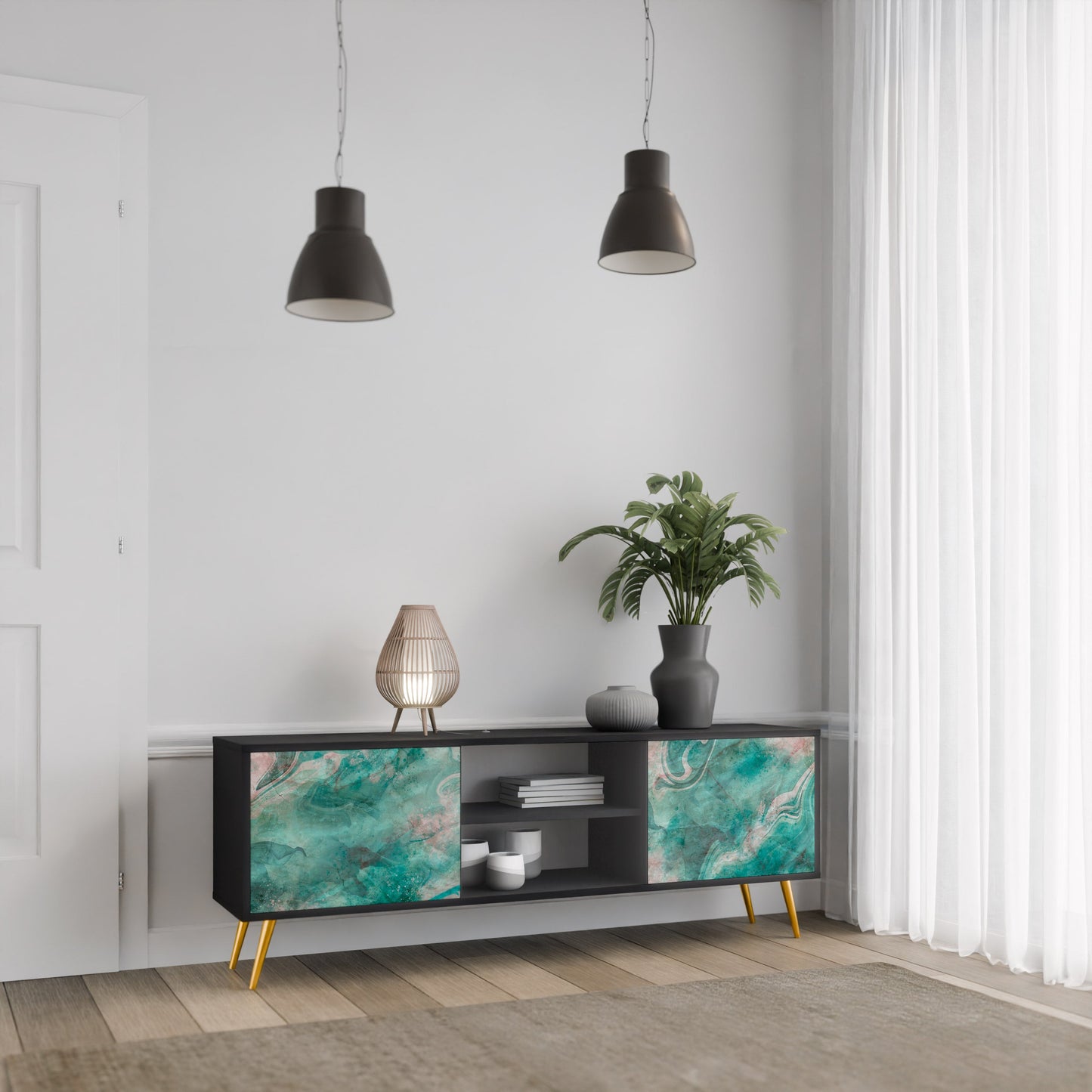Mobile TV ABSTRACT ALCHEMY a 2 ante con finitura nera