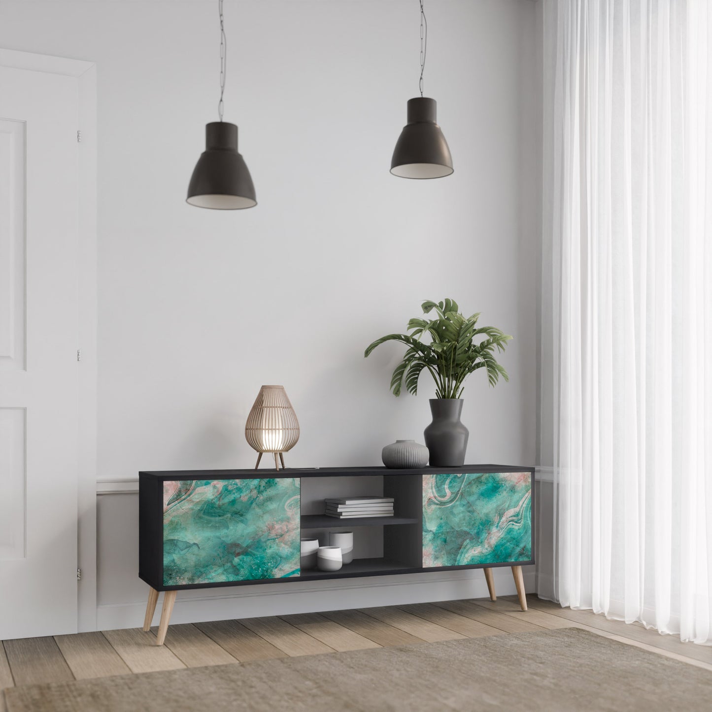 Mobile TV ABSTRACT ALCHEMY a 2 ante con finitura nera