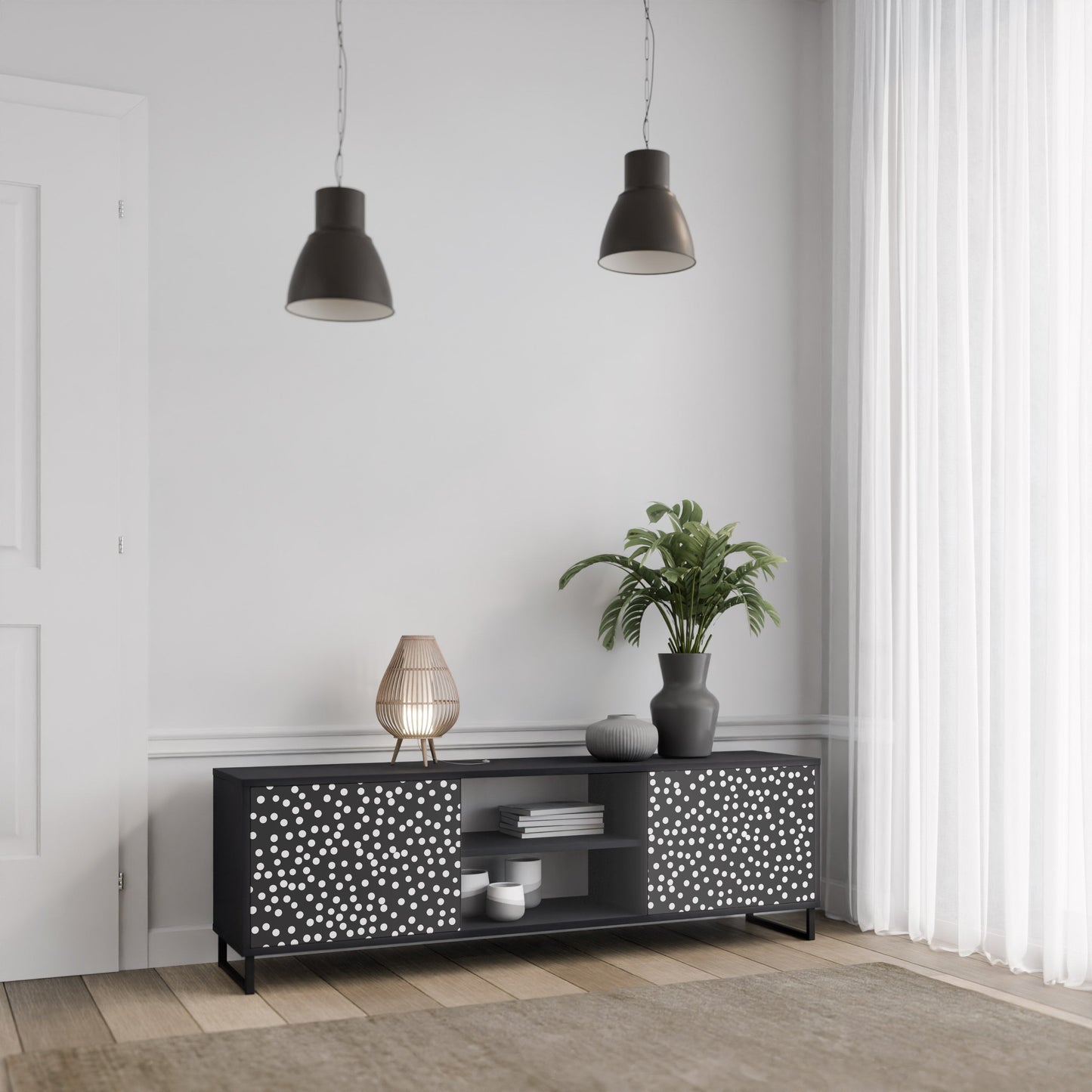 Mobile TV BLINDING LIGHTS a 2 ante con finitura nera