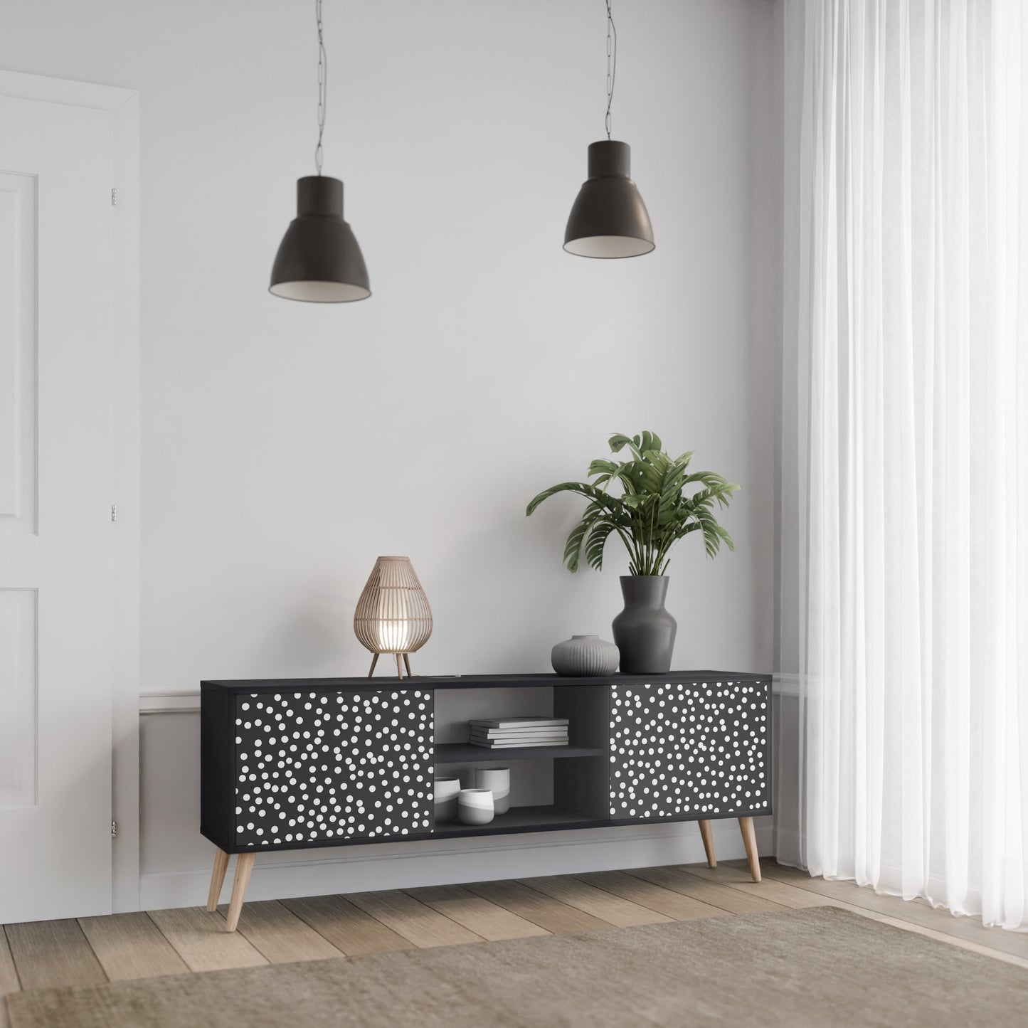 Mobile TV BLINDING LIGHTS a 2 ante con finitura nera
