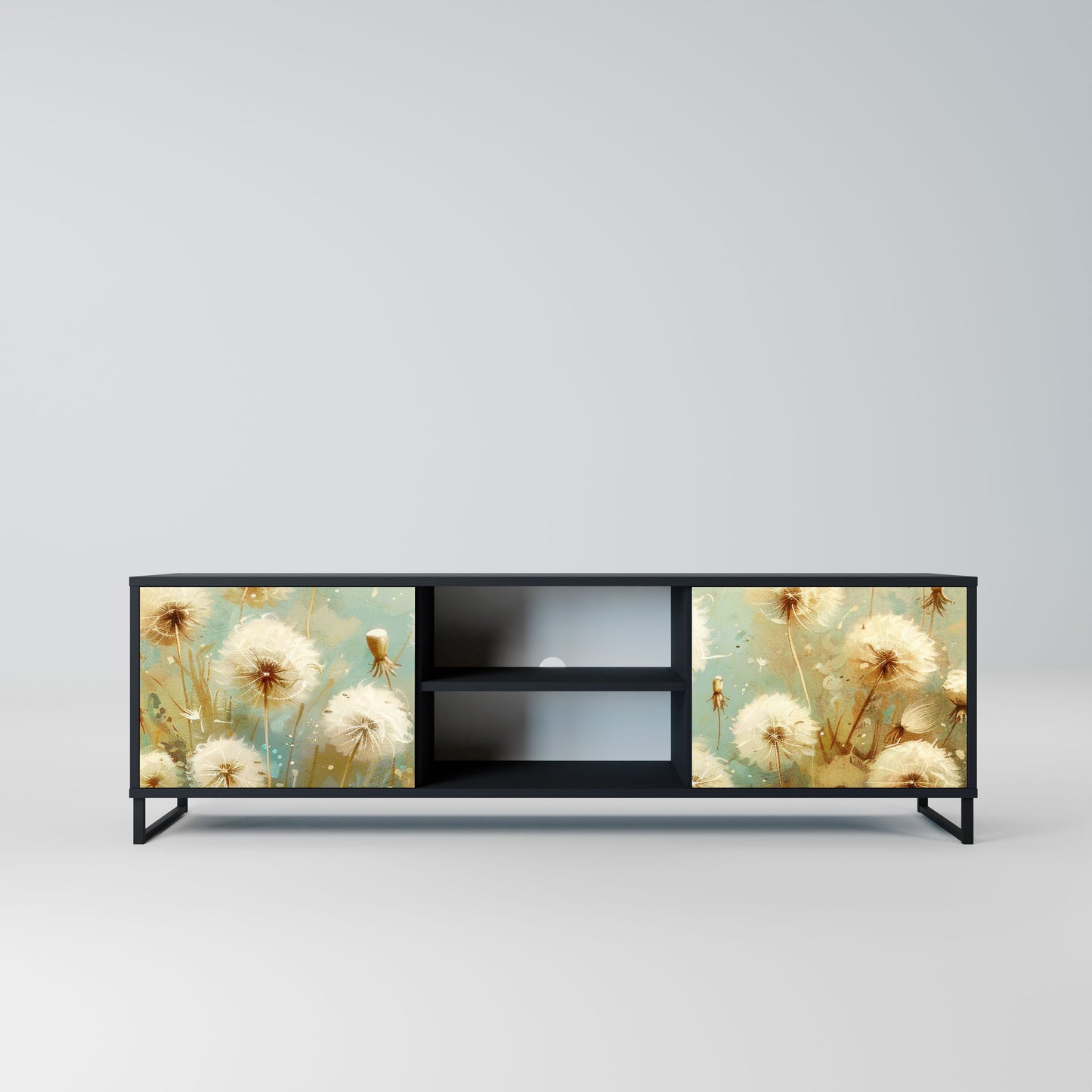 DREAMY MEADOW 2-Door TV Stand in Black Finish
