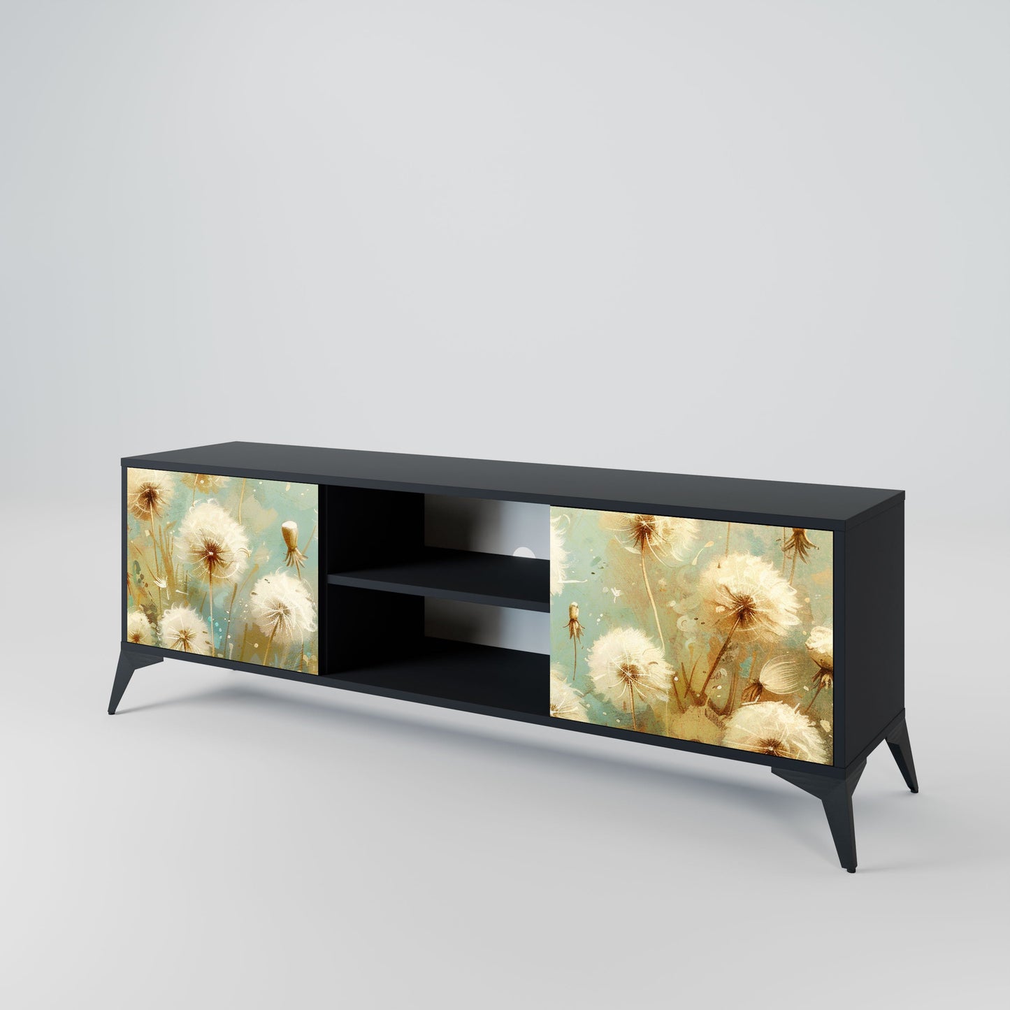 DREAMY MEADOW 2-Door TV Stand in Black Finish