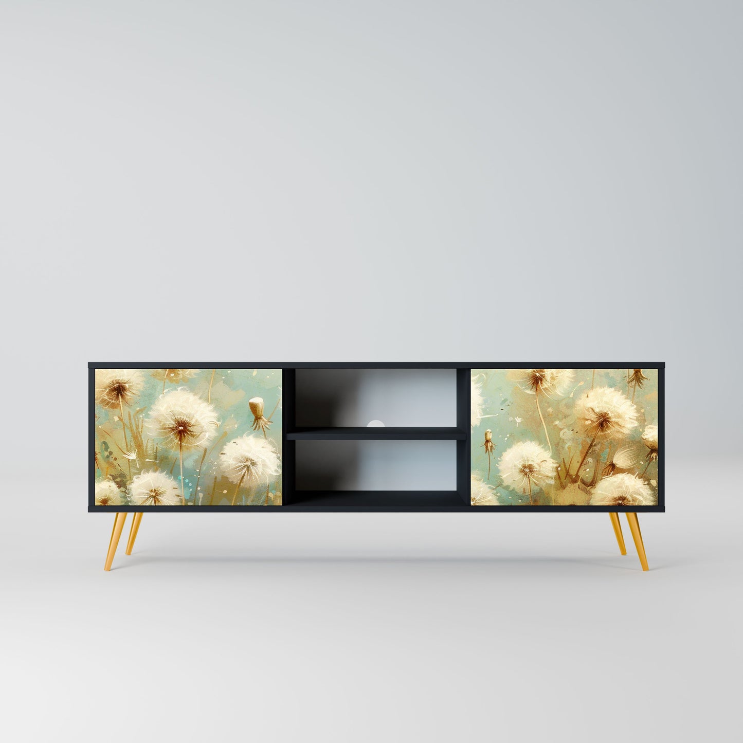 DREAMY MEADOW 2-Door TV Stand in Black Finish