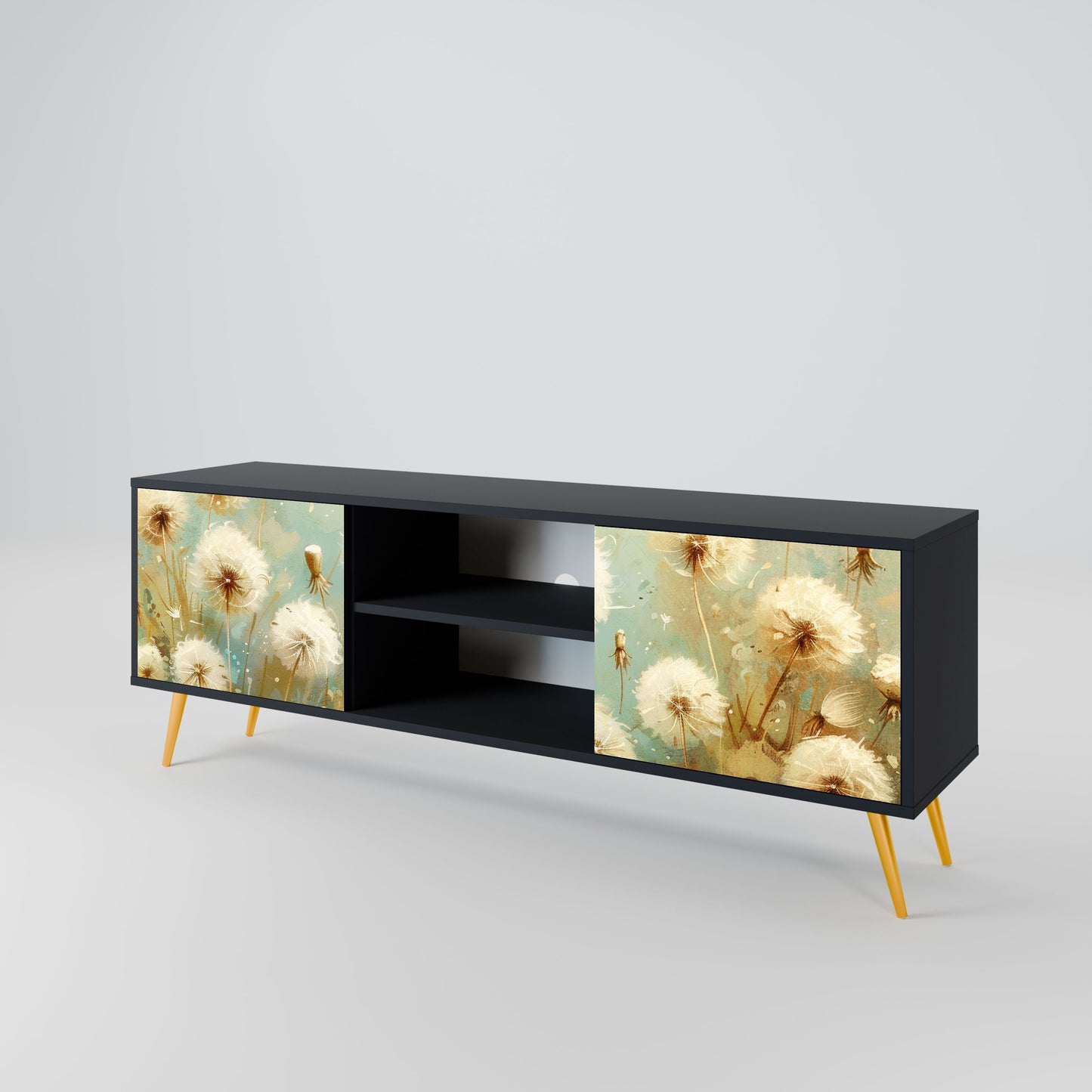 DREAMY MEADOW 2-Door TV Stand in Black Finish