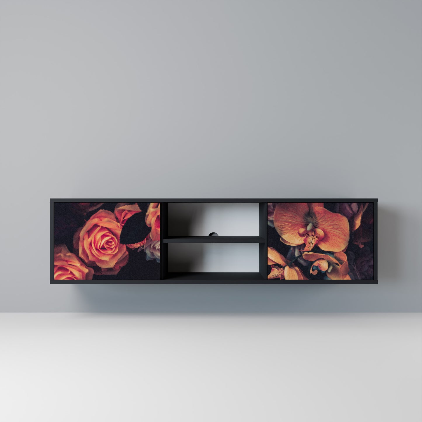 NEVERENDING BLOOM Mobile TV a 2 Ante in Finitura Nera